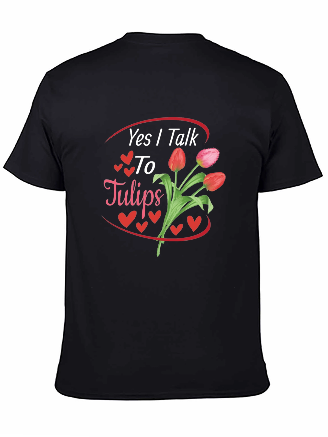 Yes I Talk to Tulips Black Graphic Tee