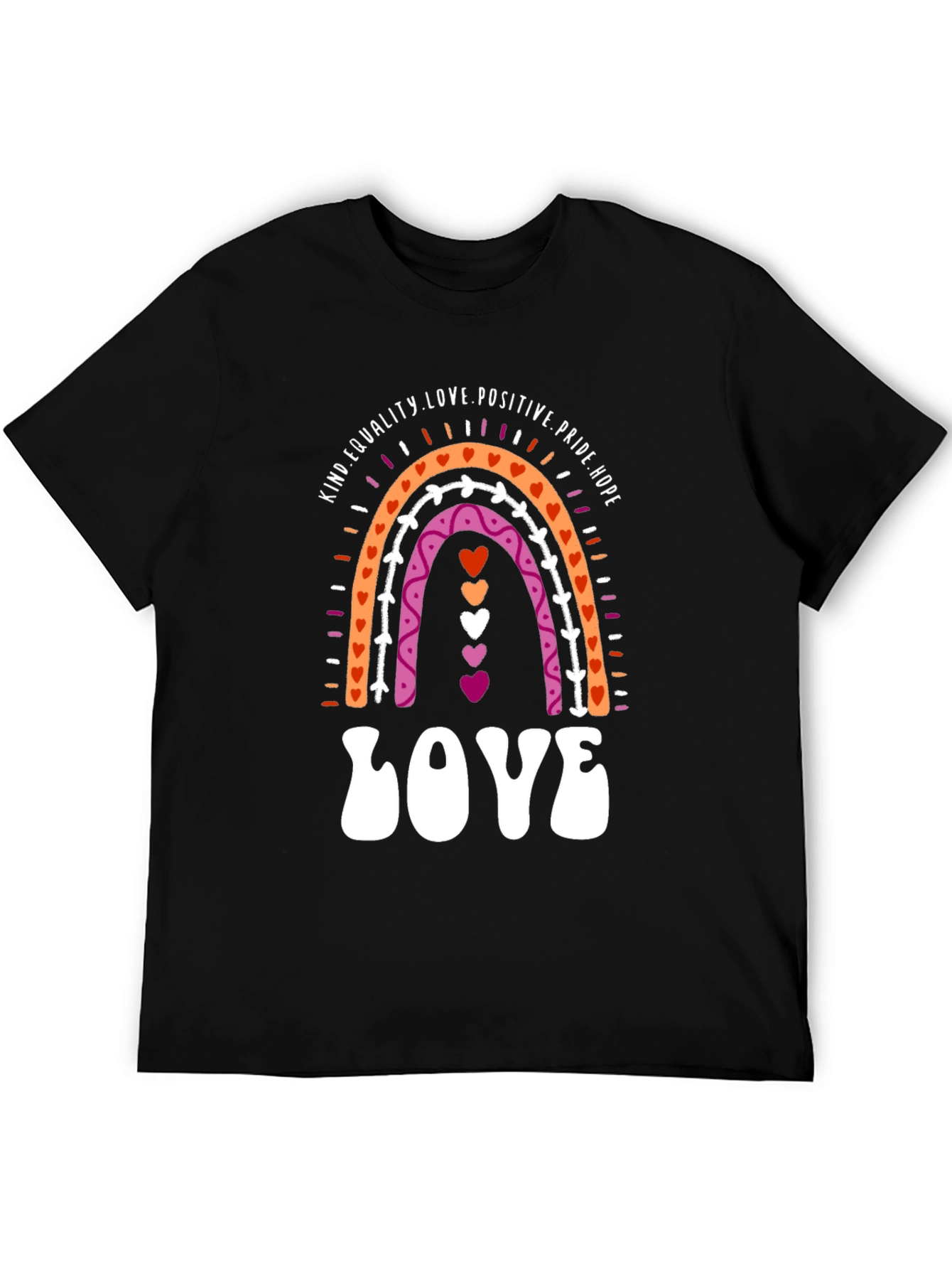 Lesbian Pride Rainbow LOVE Graphic Tee