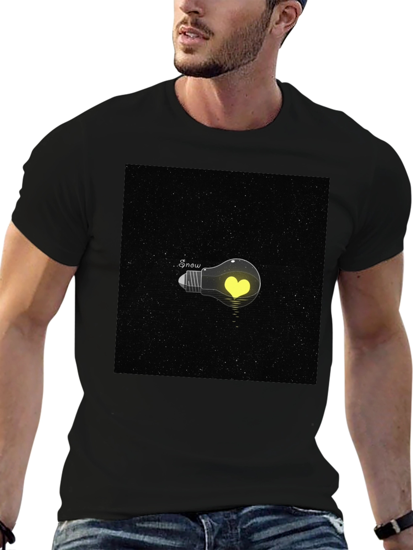 Heart Bulb Tee - Mens Black Graphic T-Shirt