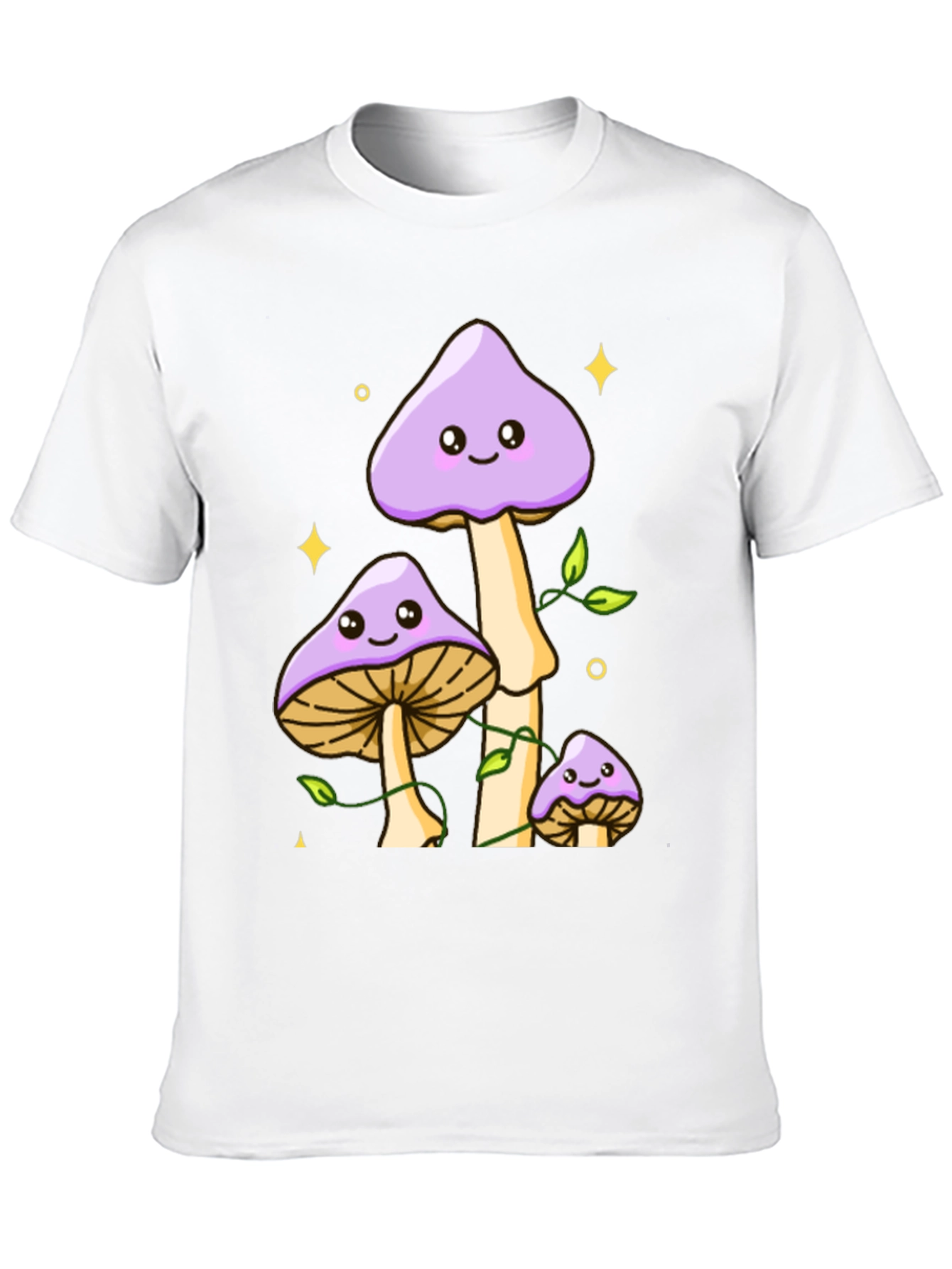 Cute Mushroom Graphic Tee - Black Cotton Shirt