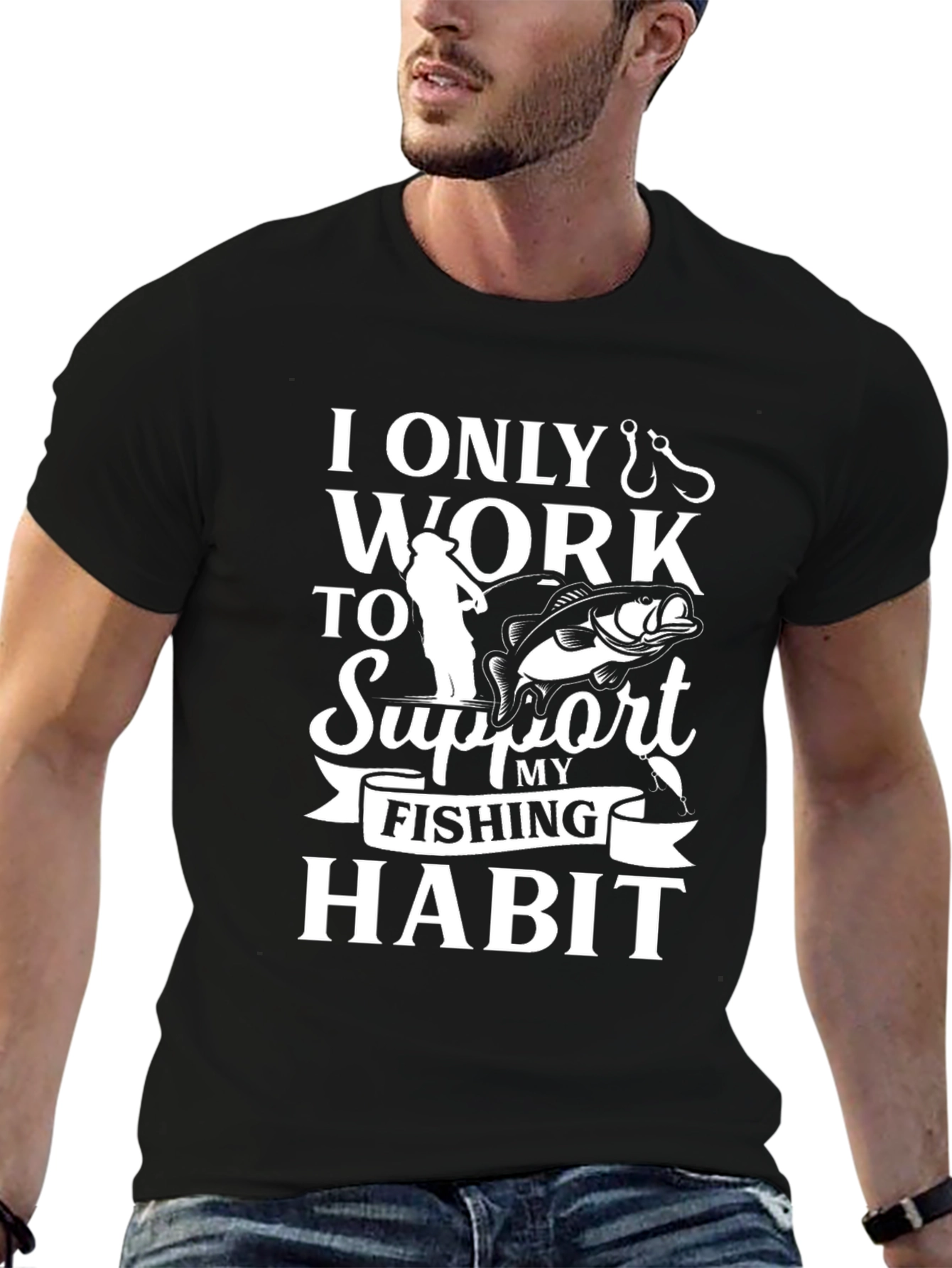Fishing Habit Graphic Tee - Mens Black T-Shirt