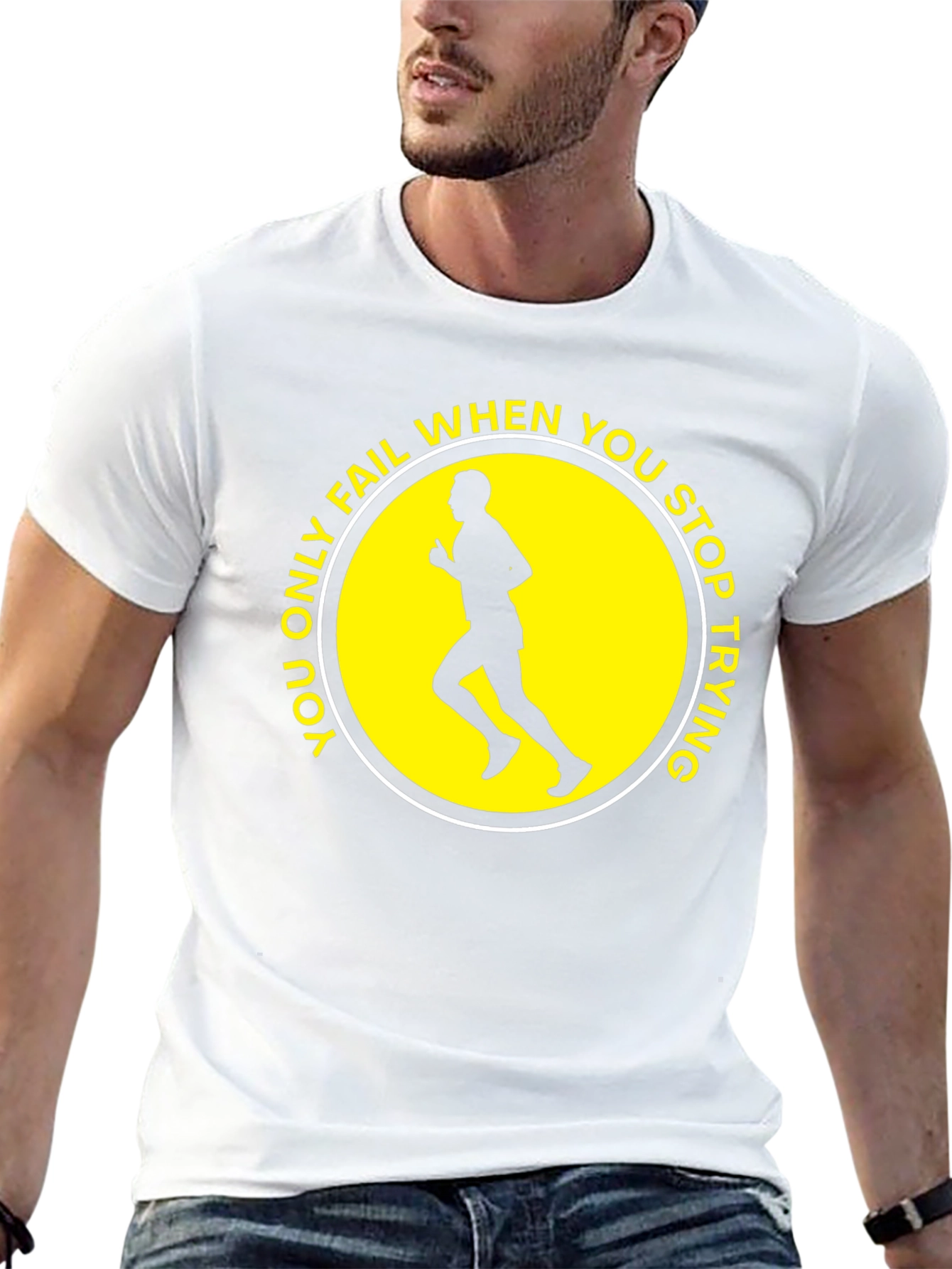 Motivational Running T-Shirt: Never Stop Trying!