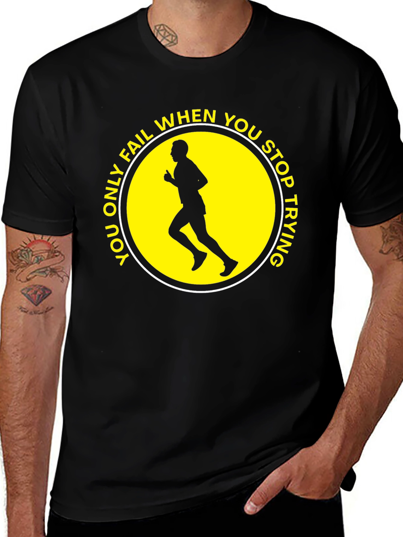 Motivational Running T-Shirt: Never Stop Trying!