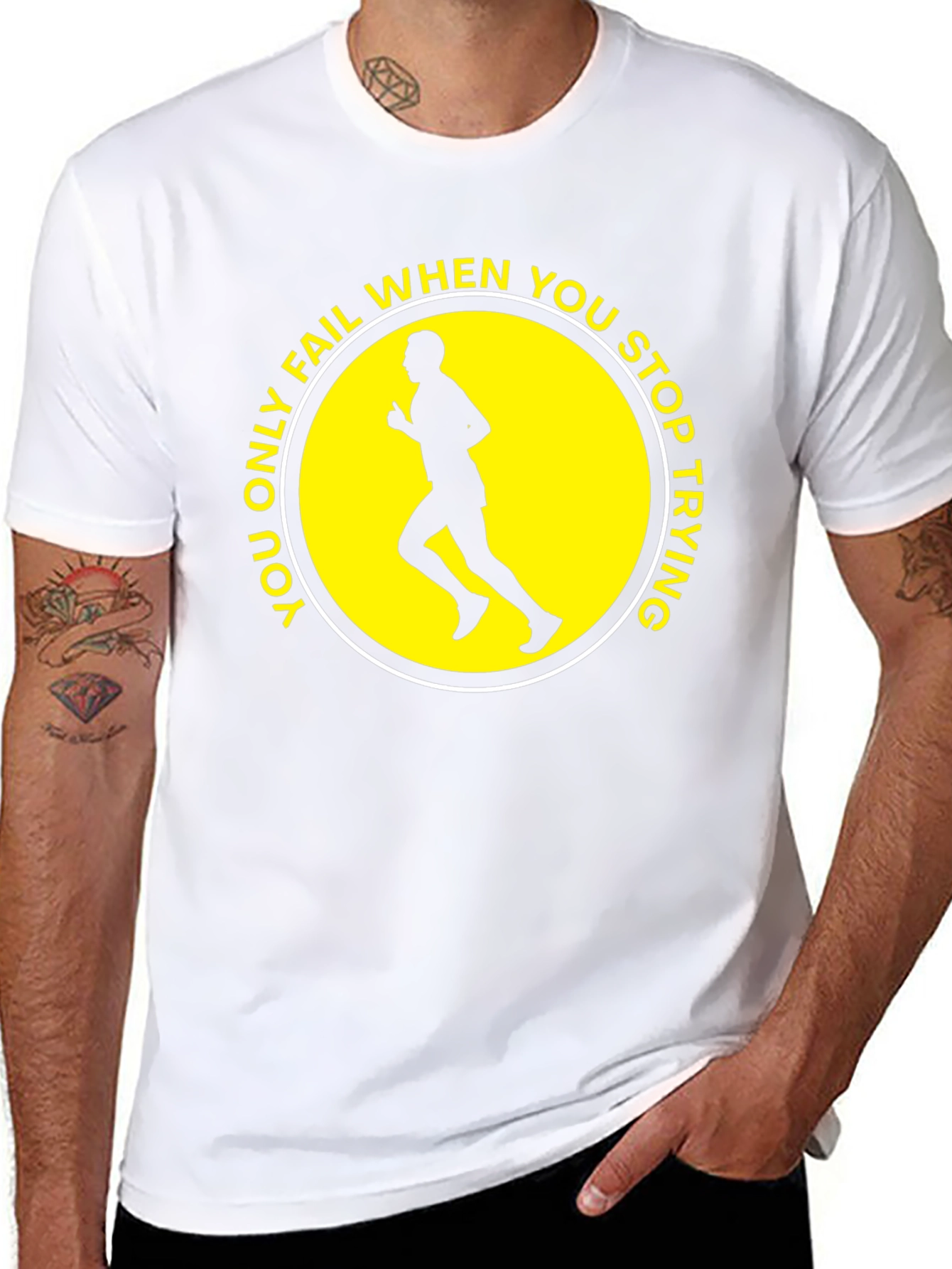 Motivational Running T-Shirt: Never Stop Trying!