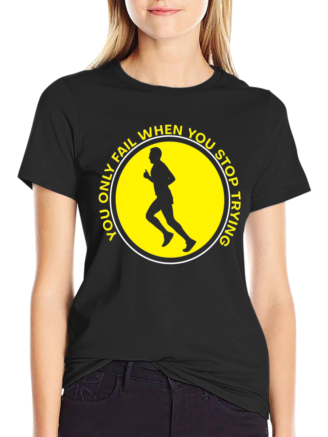Motivational Running T-Shirt: Never Stop Trying!