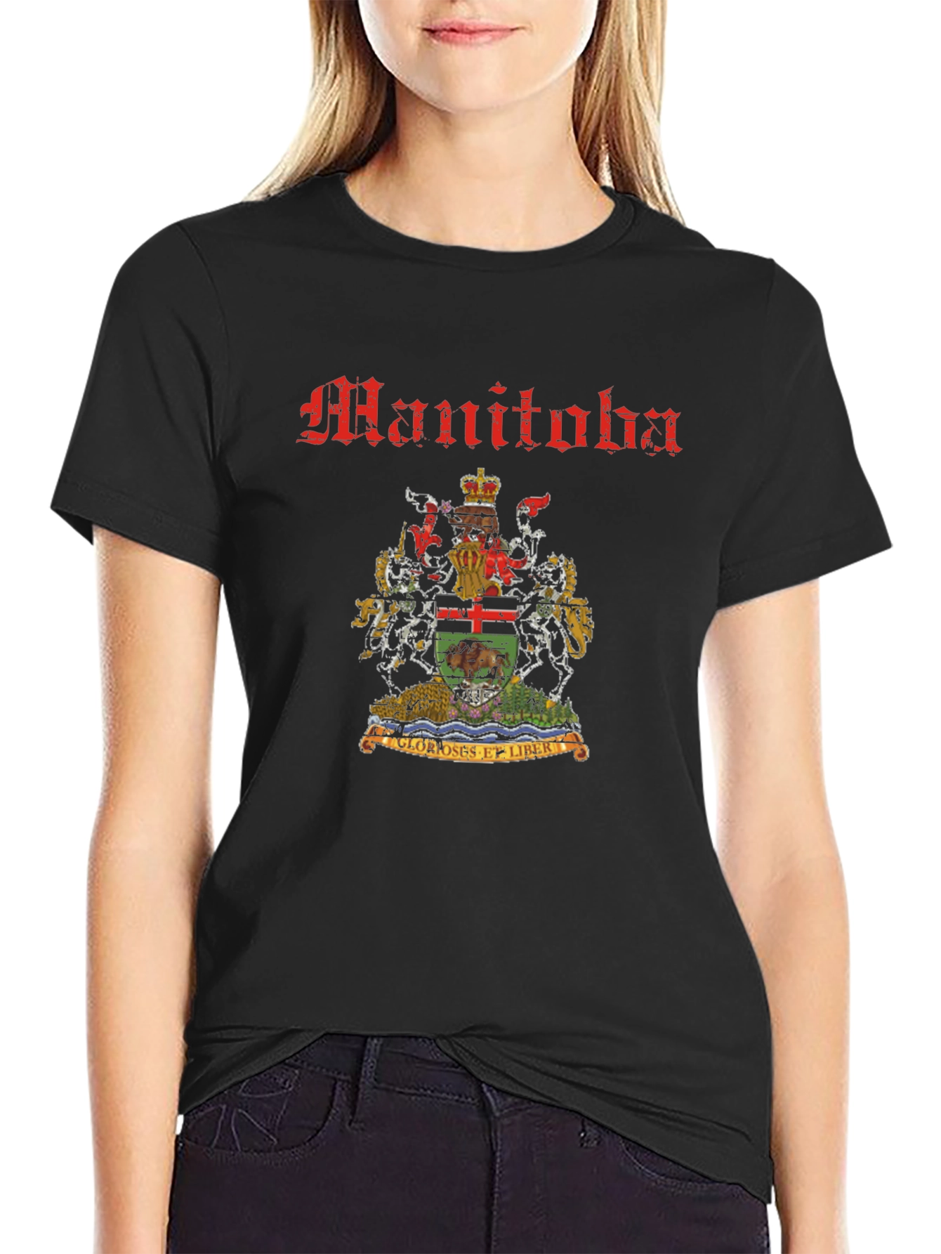 Manitoba Coat of Arms Black T-Shirt