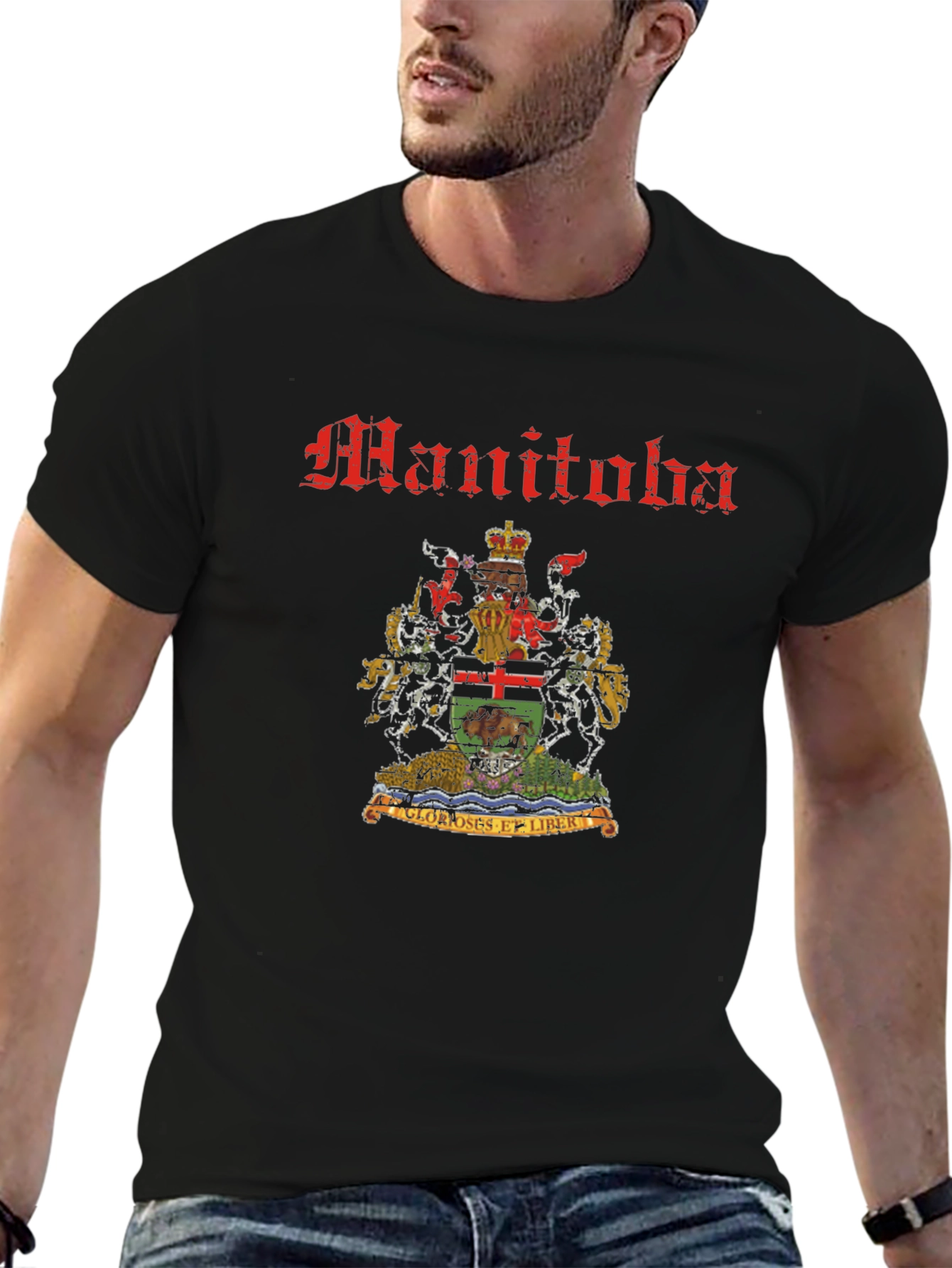 Manitoba Coat of Arms Black T-Shirt