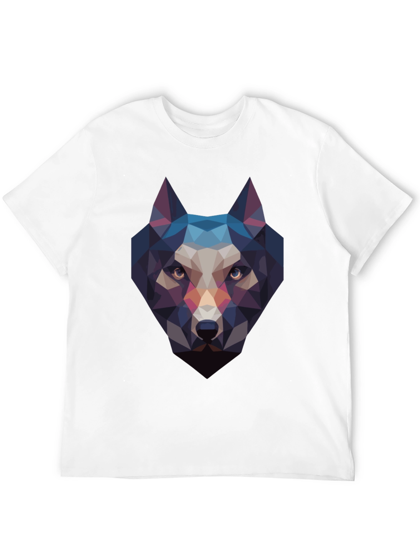 Geometric Wolf Head Black T-Shirt
