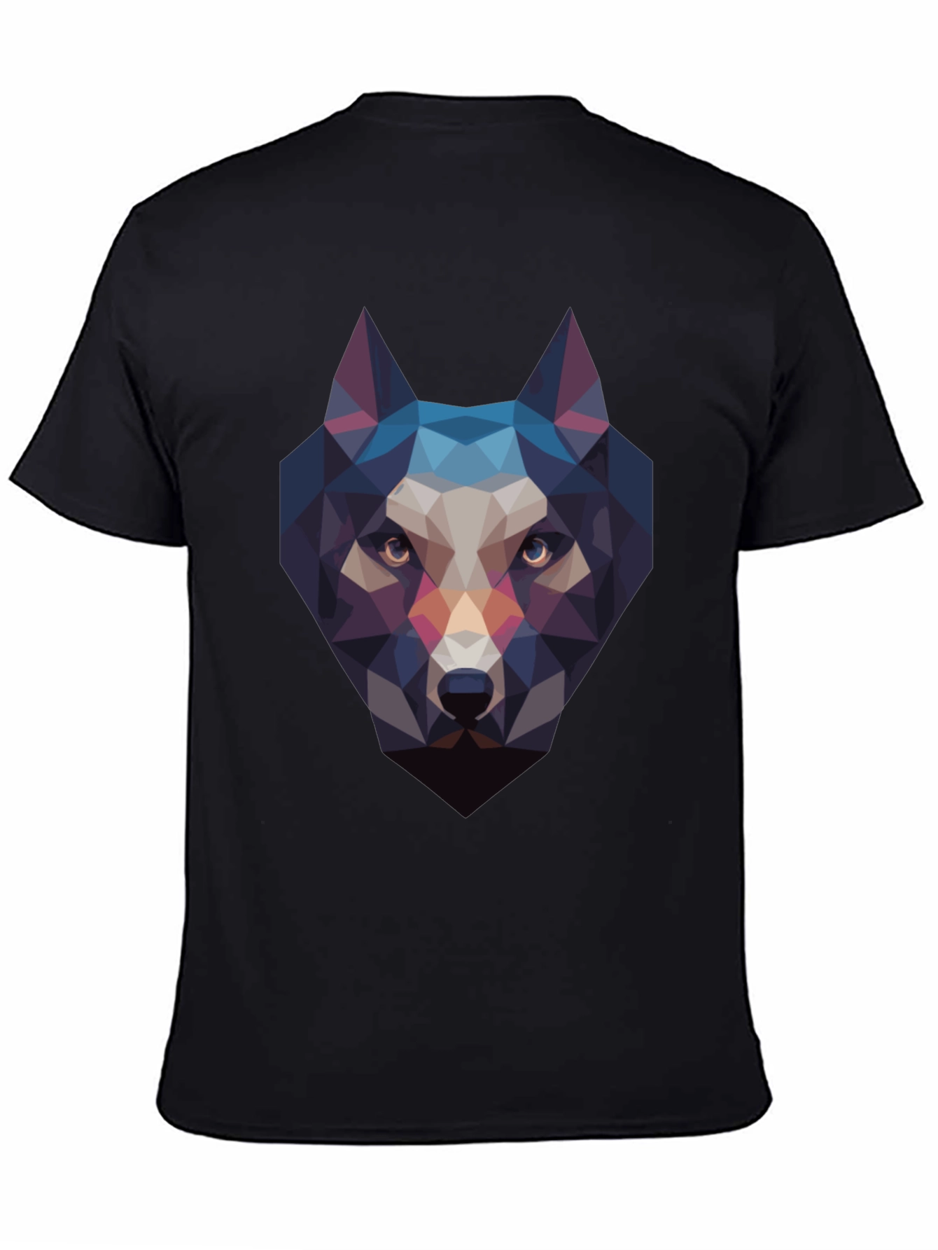 Geometric Wolf Head Black T-Shirt