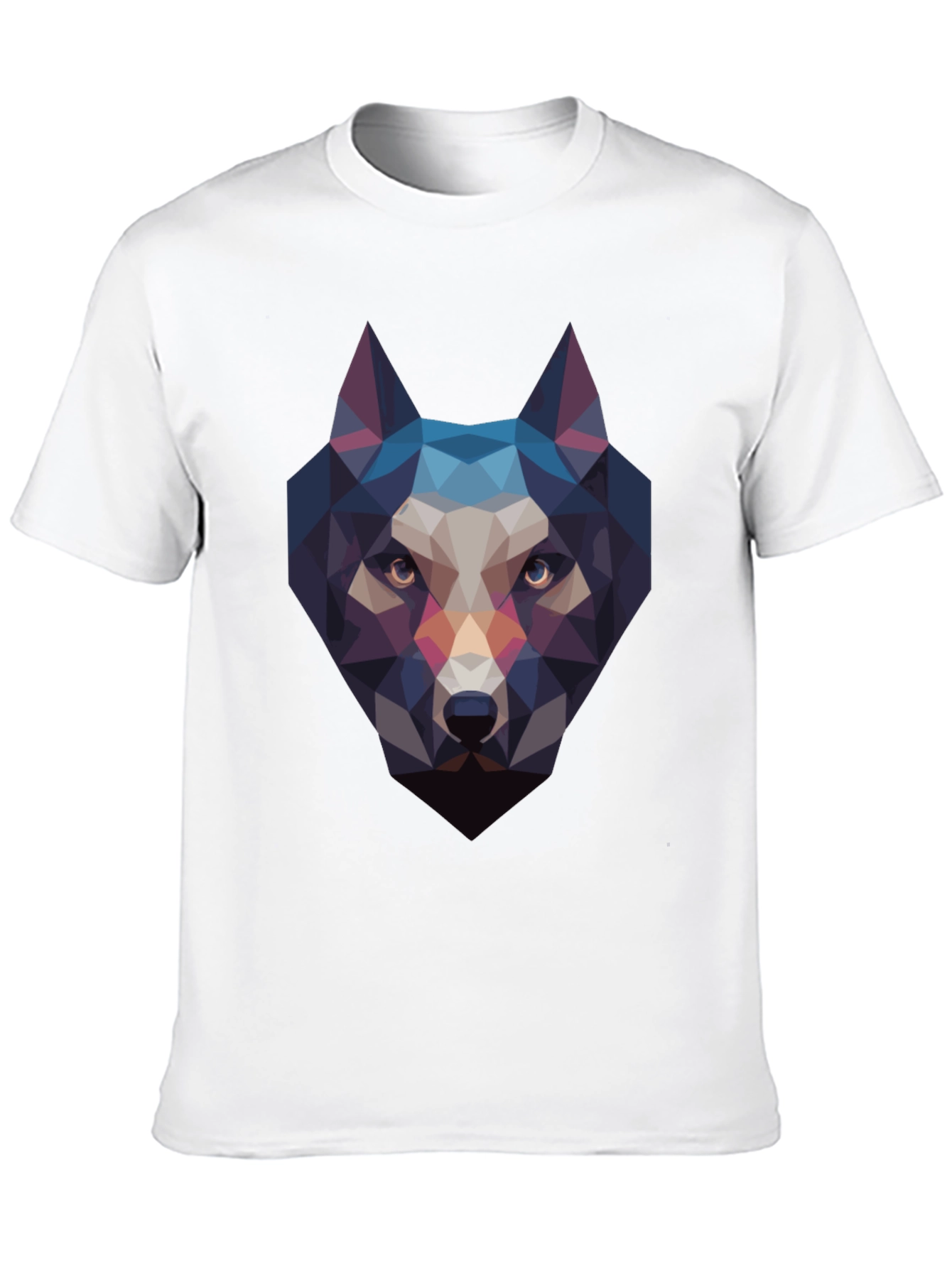 Geometric Wolf Head Black T-Shirt