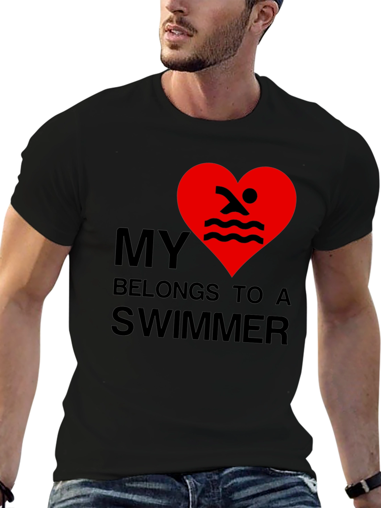 My Heart Belongs to a Swimmer - Novelty T-Shirt