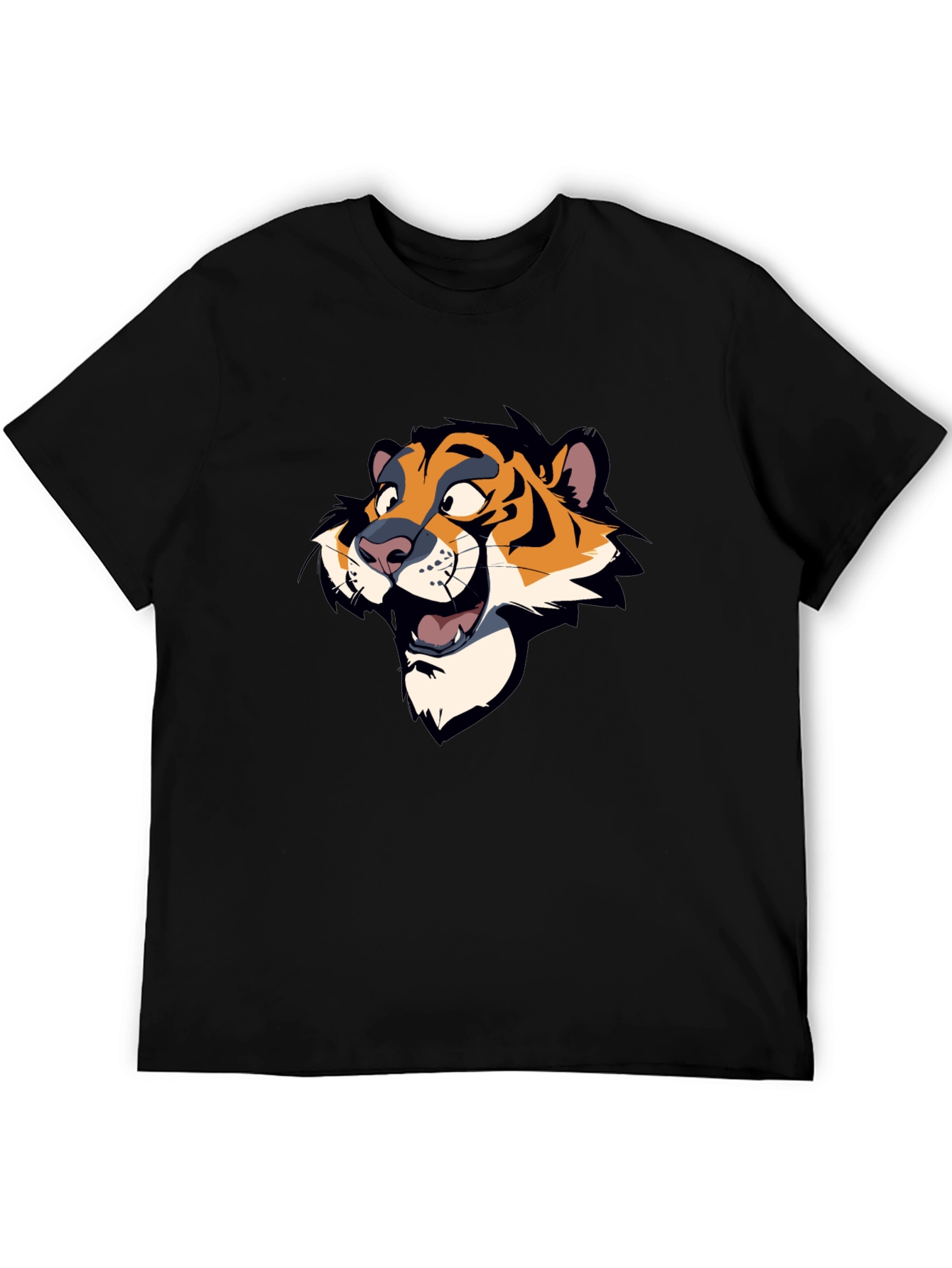 Cartoon Tiger Graphic Black T-Shirt