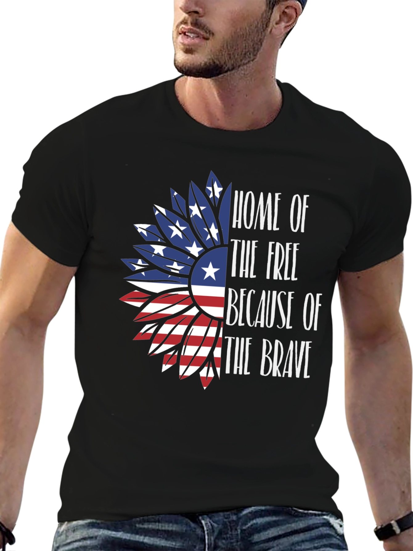 Patriotic Sunflower Graphic T-Shirt