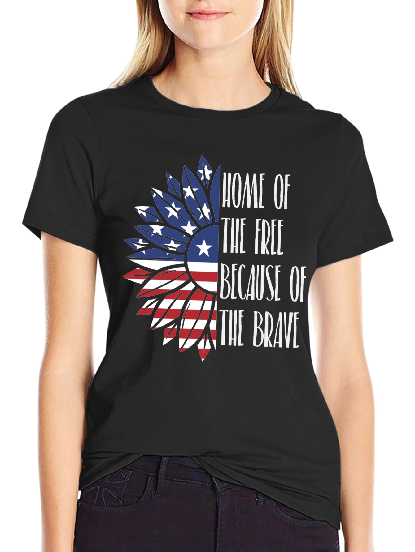 Patriotic Sunflower Graphic T-Shirt