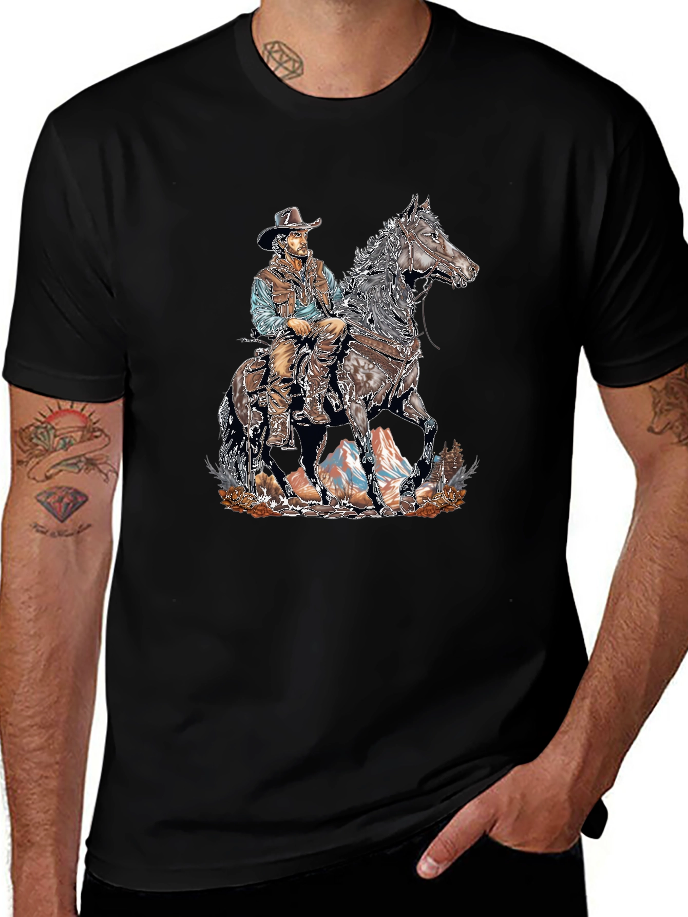 Cowboy on Horseback Graphic T-Shirt