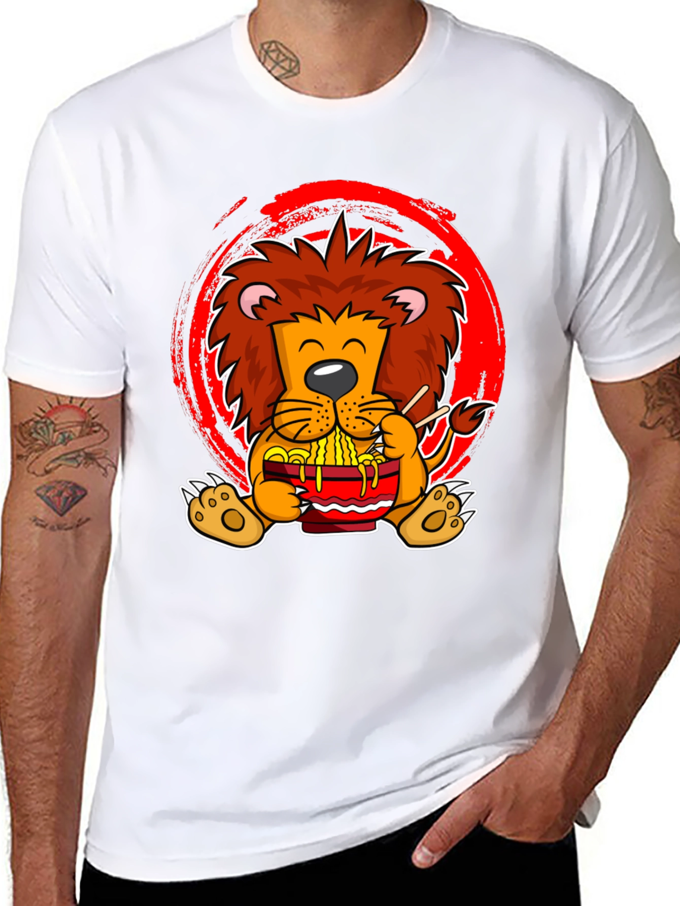 Lion Ramen T-Shirt - Cute Cartoon Graphic Tee