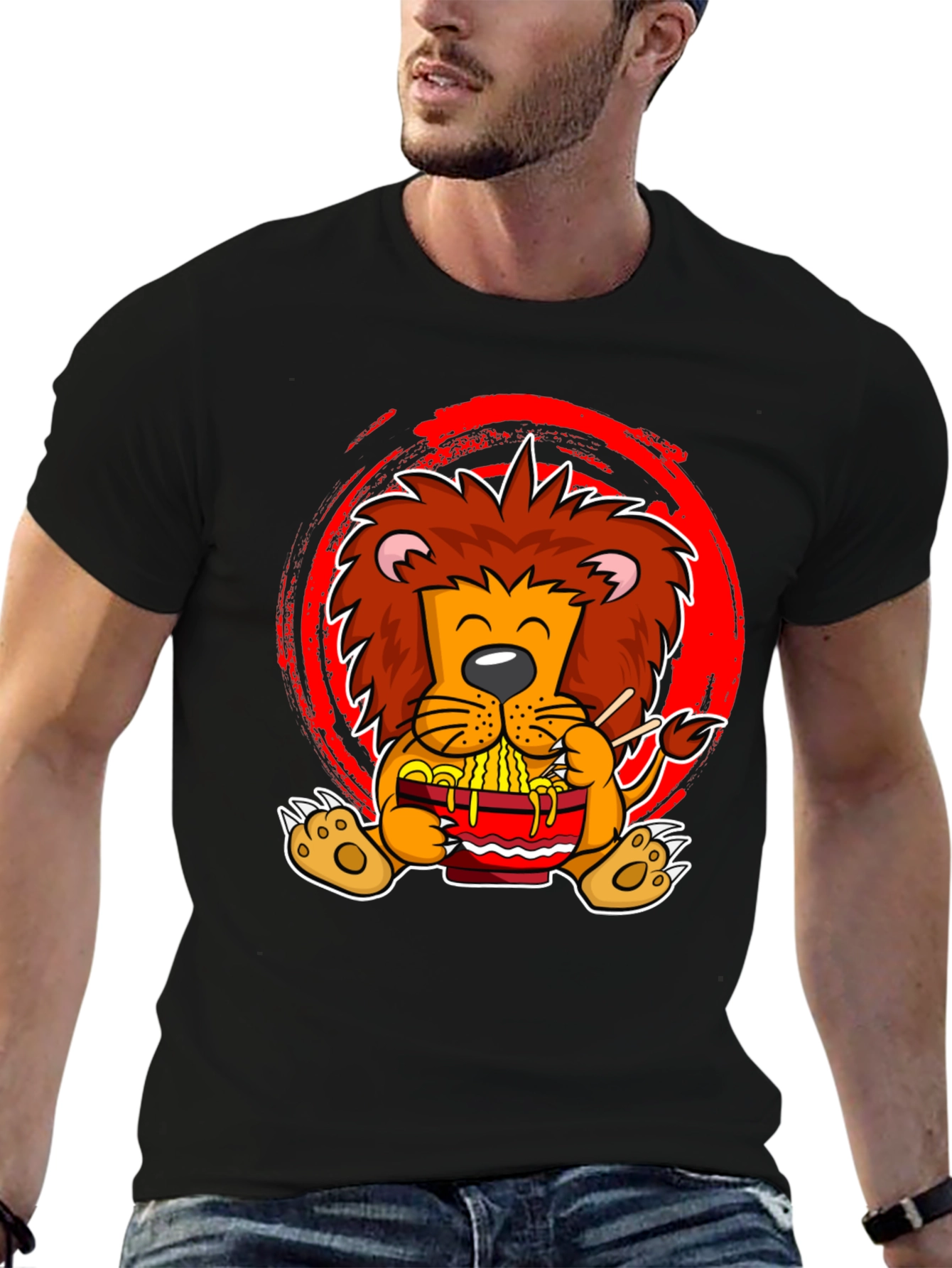 Lion Ramen T-Shirt - Cute Cartoon Graphic Tee