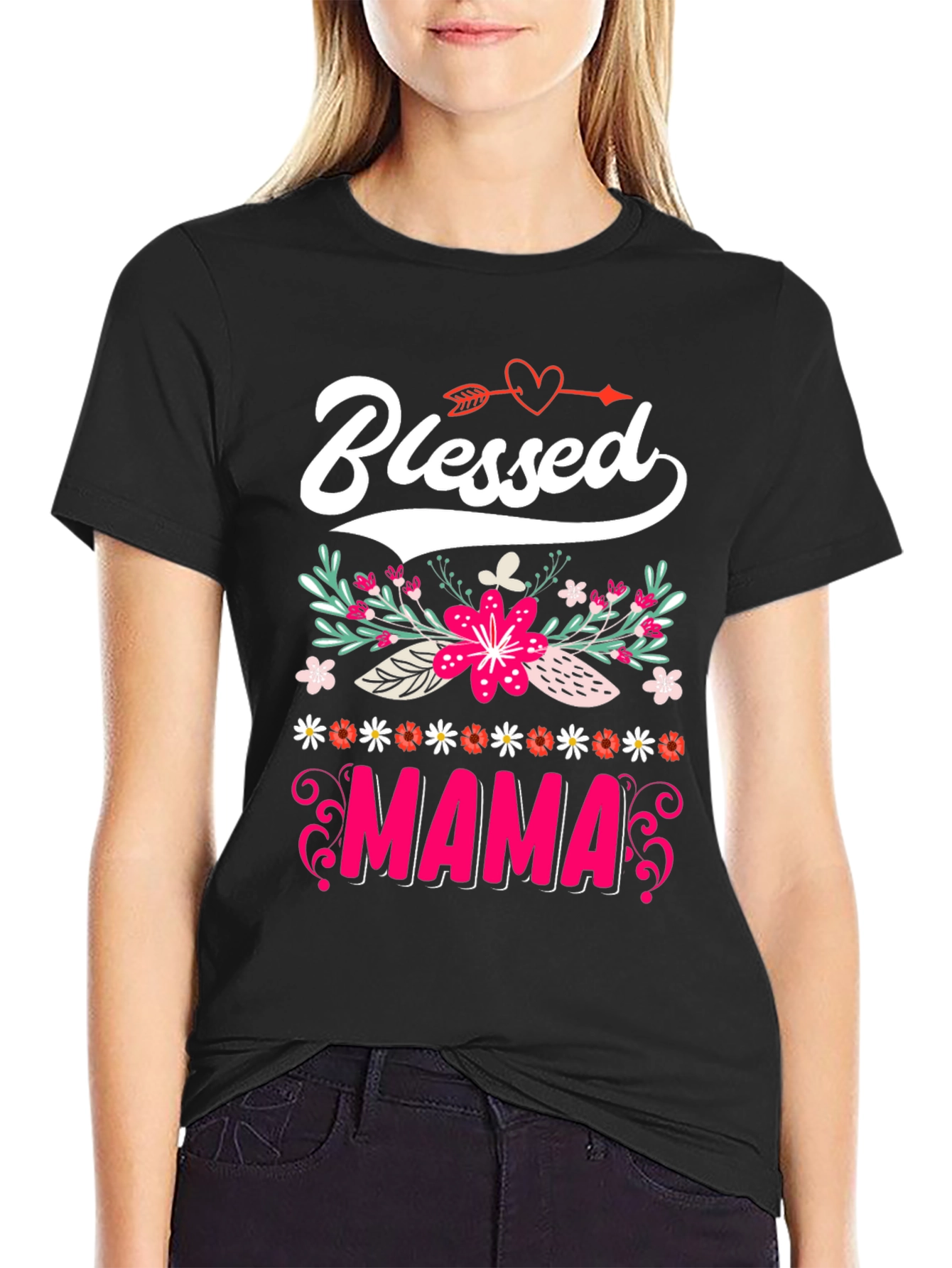 Blessed Mama Floral Graphic T-Shirt