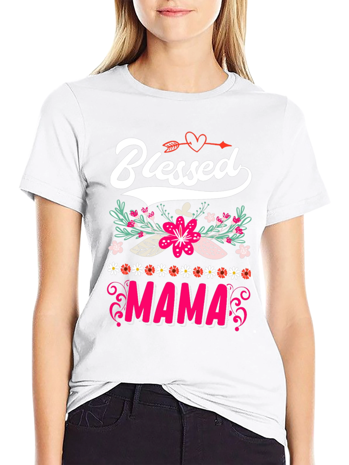 Blessed Mama Floral Graphic T-Shirt