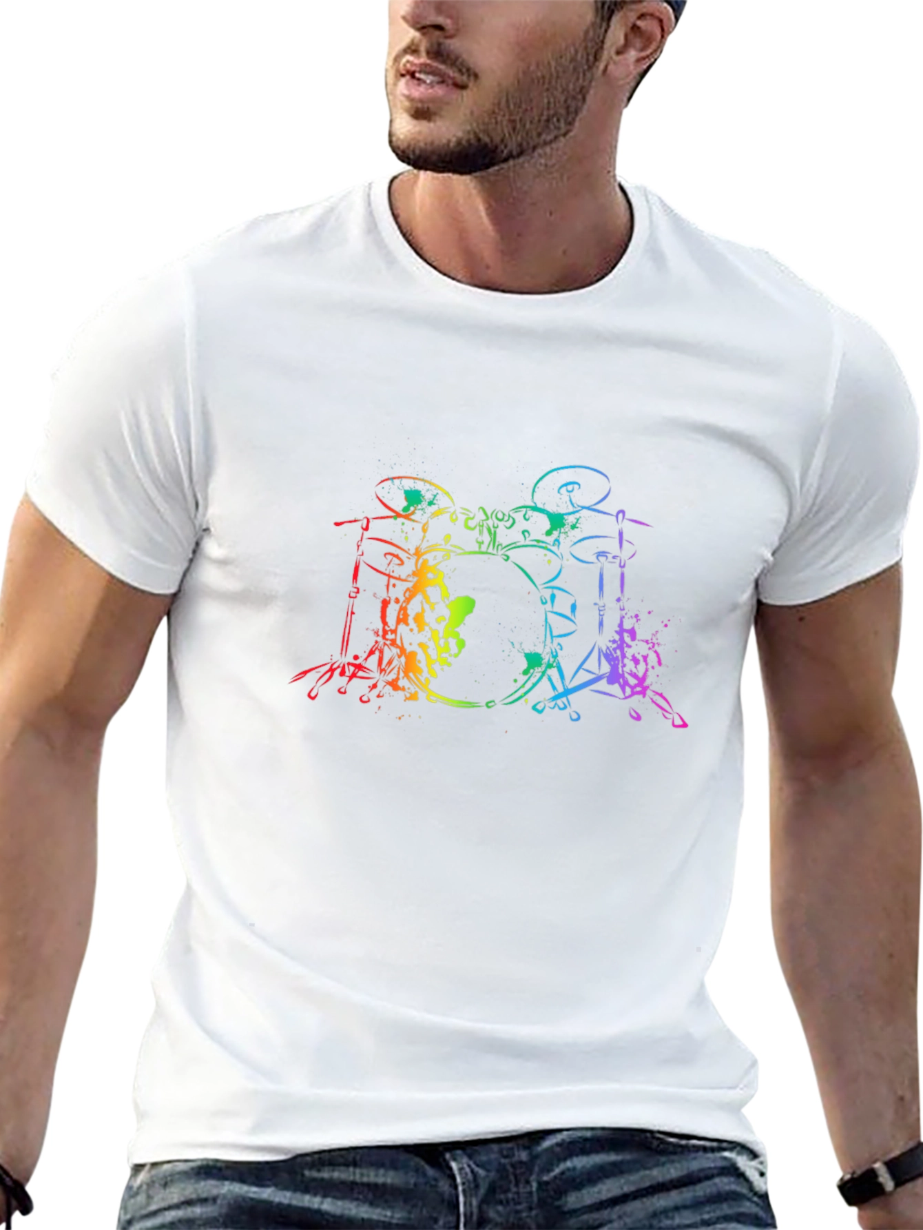 Rainbow Drum Set Graphic Tee - Musician T-Shirt