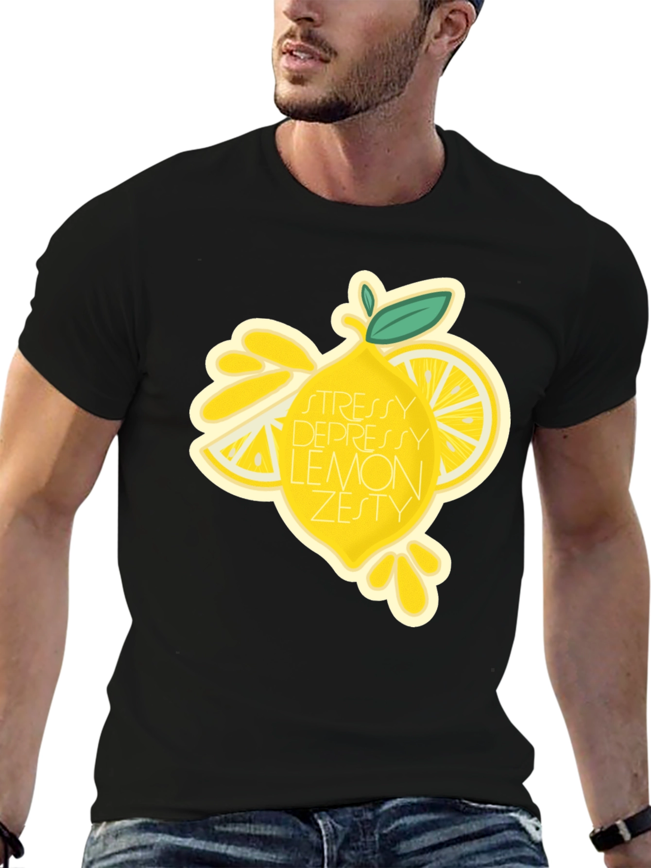 Stressy Depressy Lemon Zesty Black T-Shirt