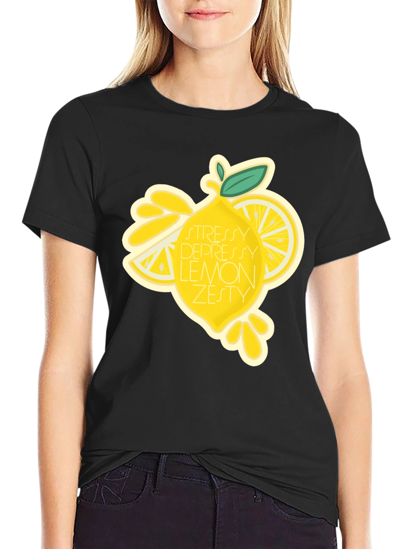 Stressy Depressy Lemon Zesty Black T-Shirt