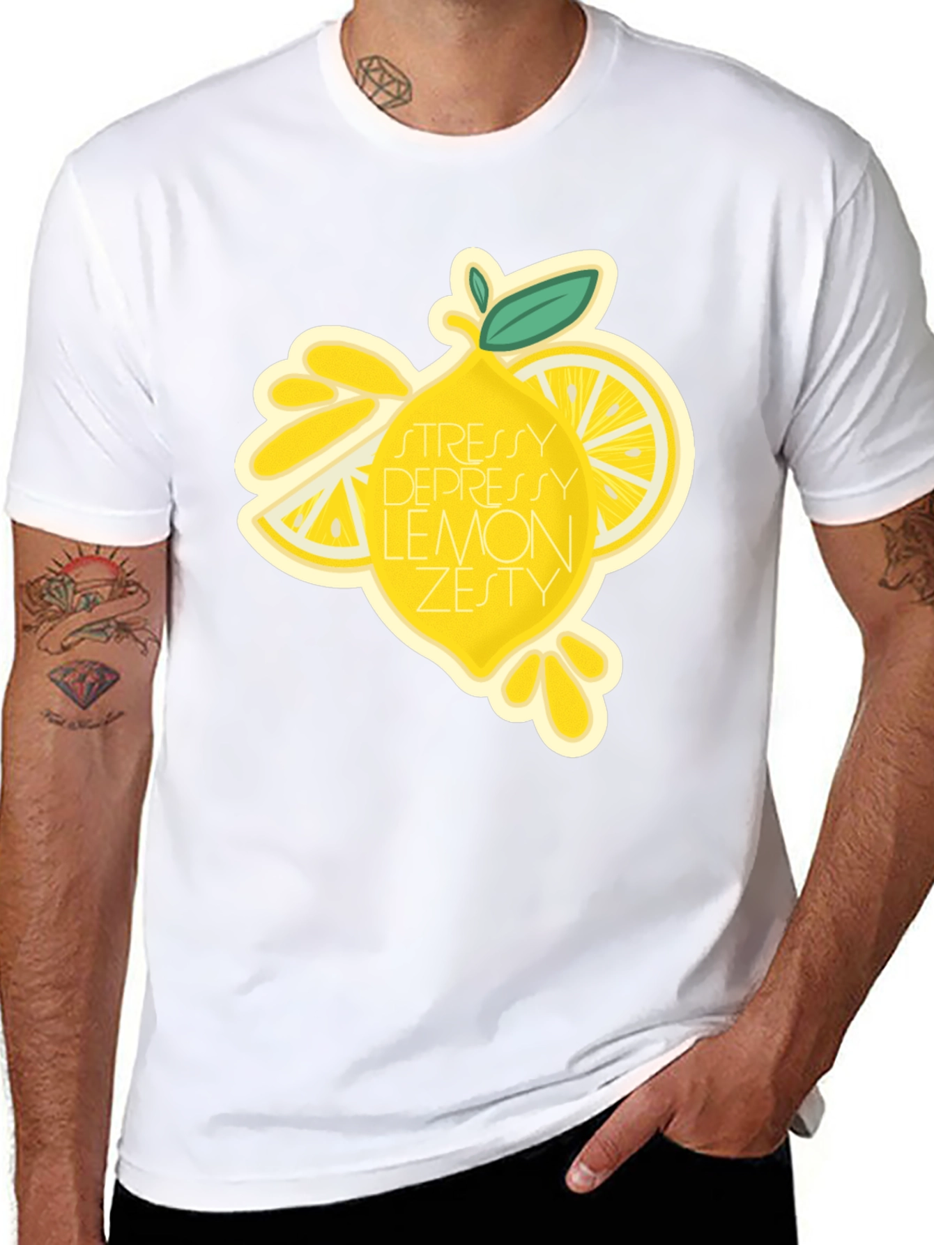 Stressy Depressy Lemon Zesty Black T-Shirt