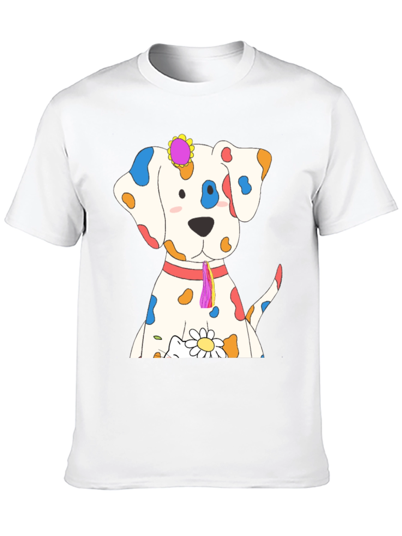Whimsical Dog Print Black T-Shirt