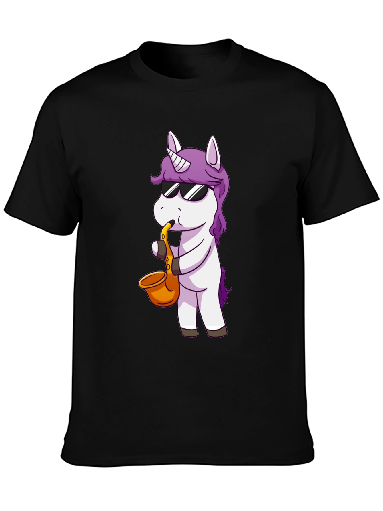 Unicorn Sax T-Shirt - Black Cotton