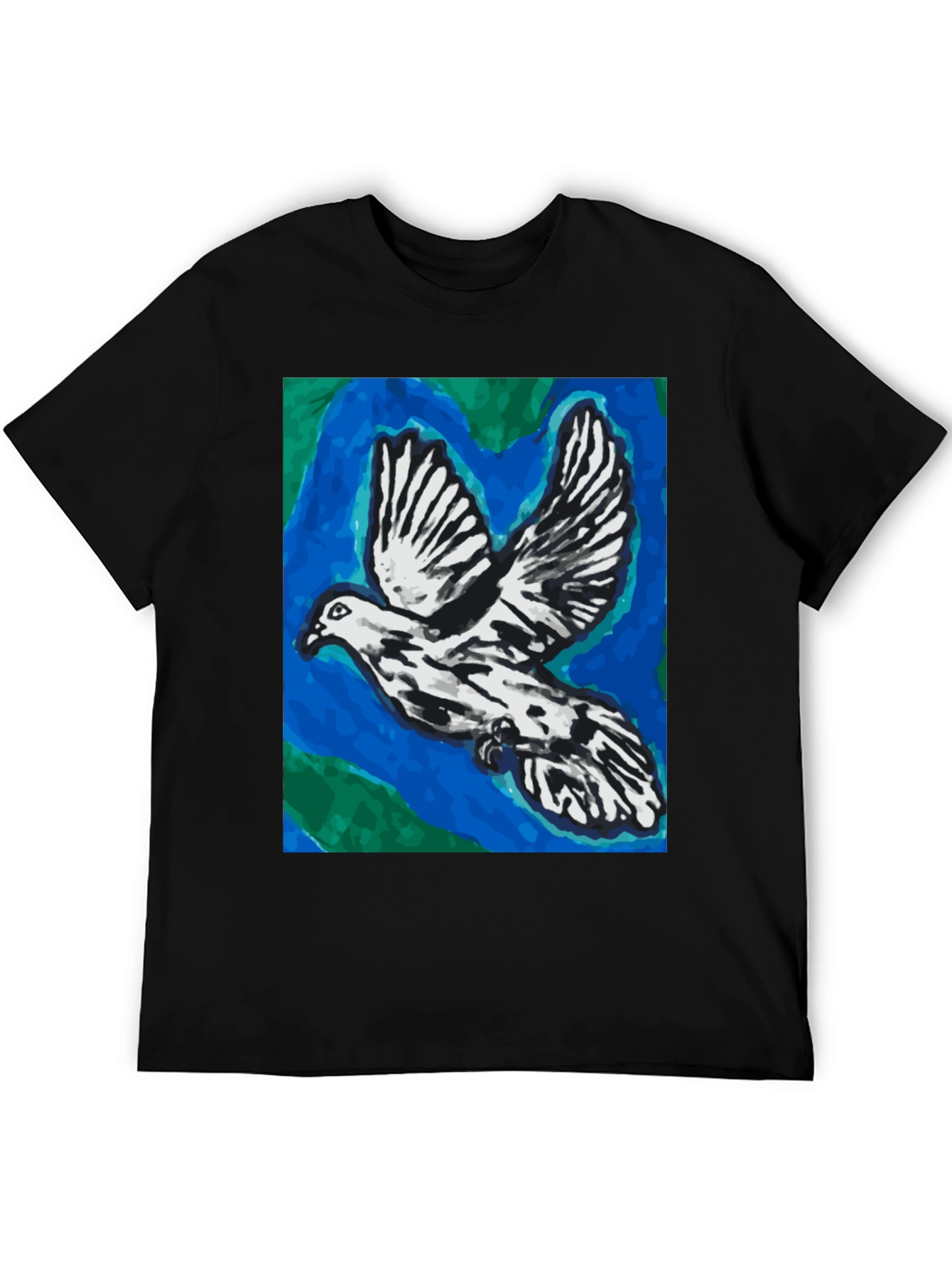 Dove Graphic Tee - Artistic Print Black T-Shirt