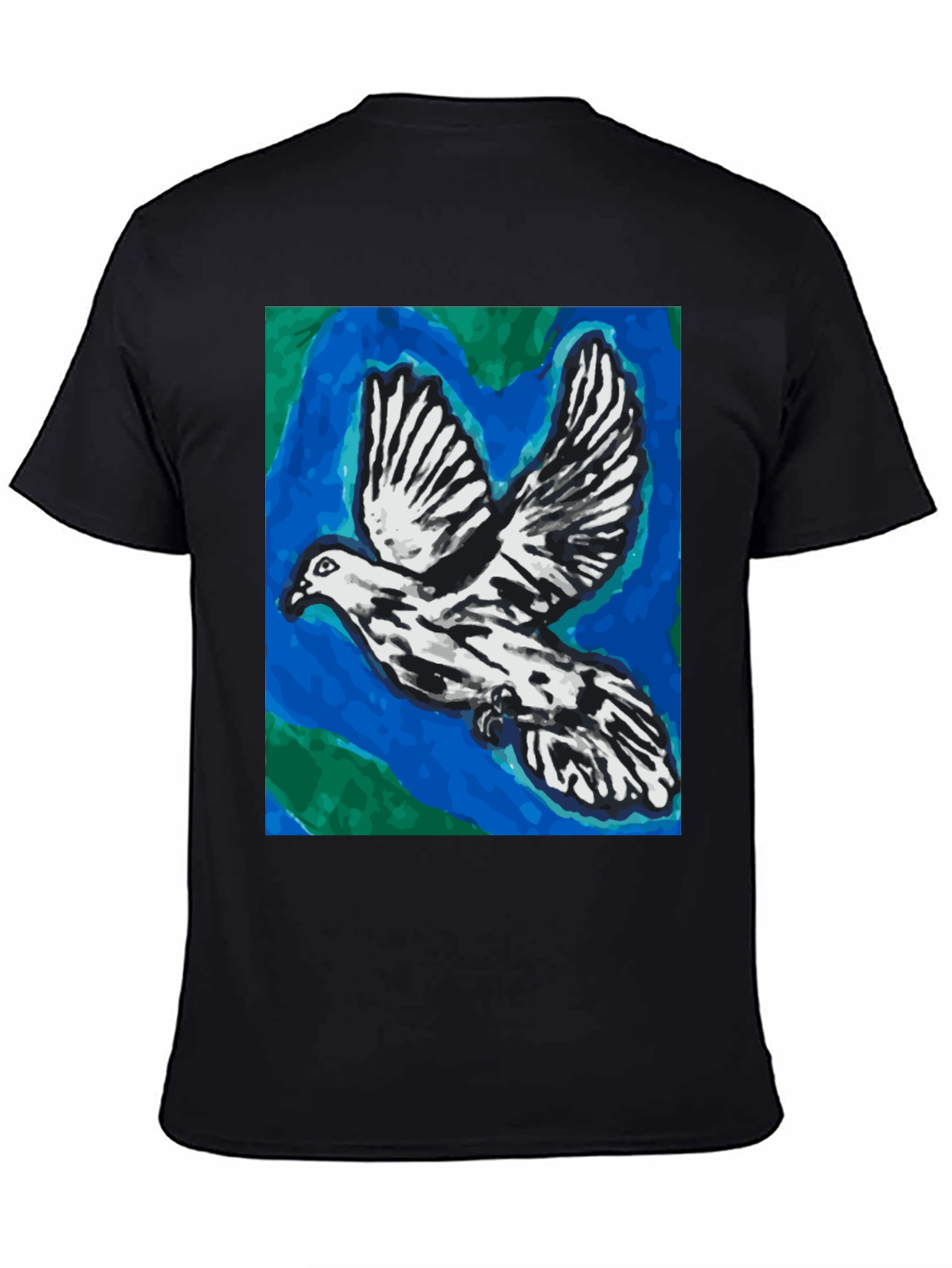 Dove Graphic Tee - Artistic Print Black T-Shirt