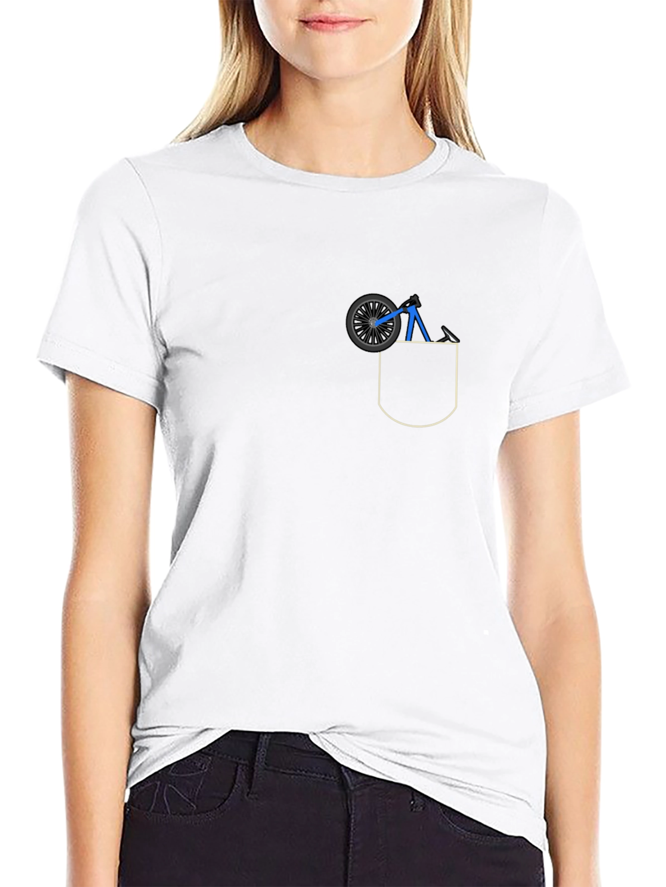 Black Pocket T-Shirt with Bicycle Design