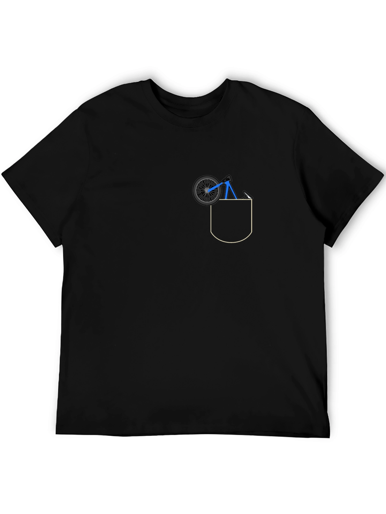 Black Pocket T-Shirt with Bicycle Design