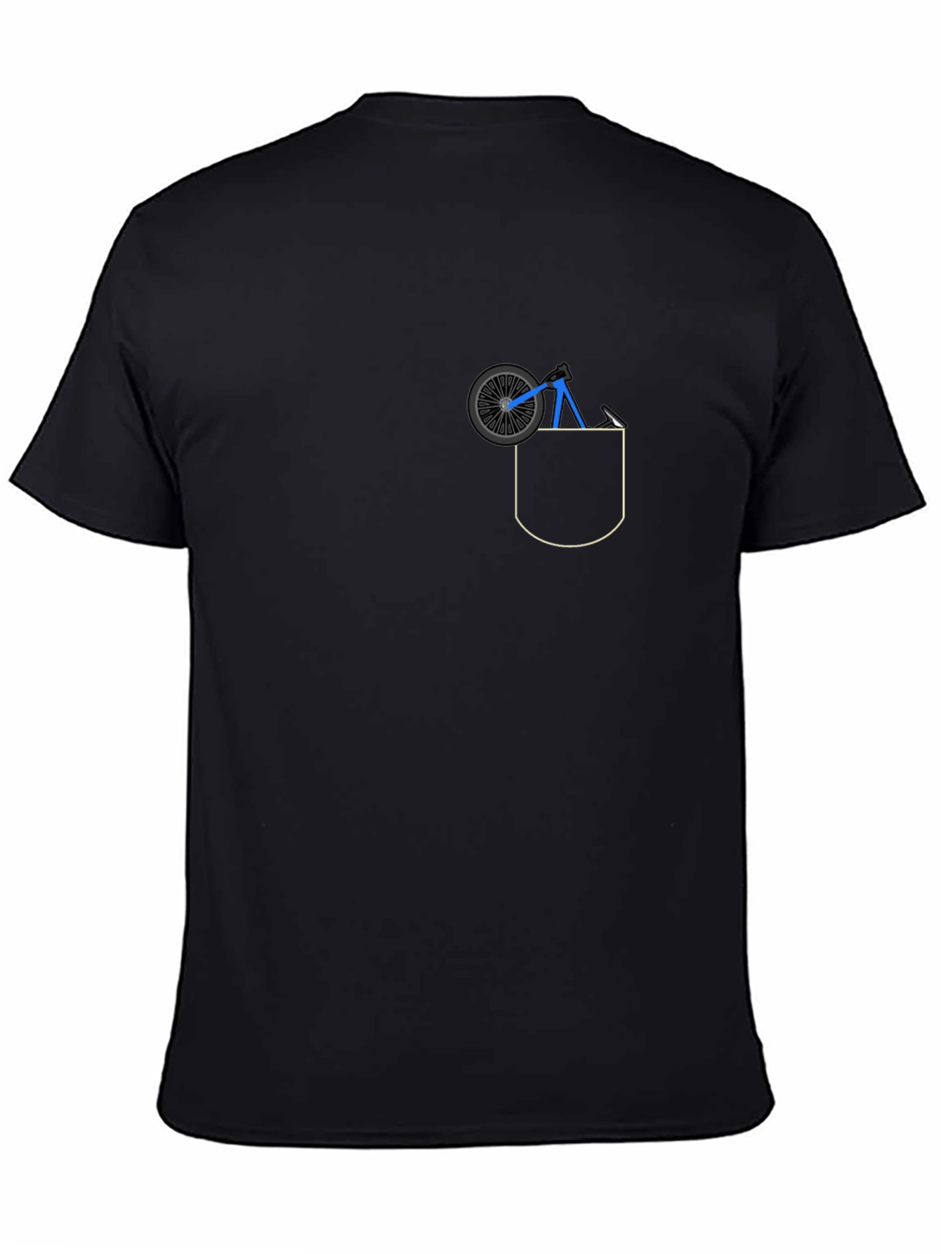Black Pocket T-Shirt with Bicycle Design