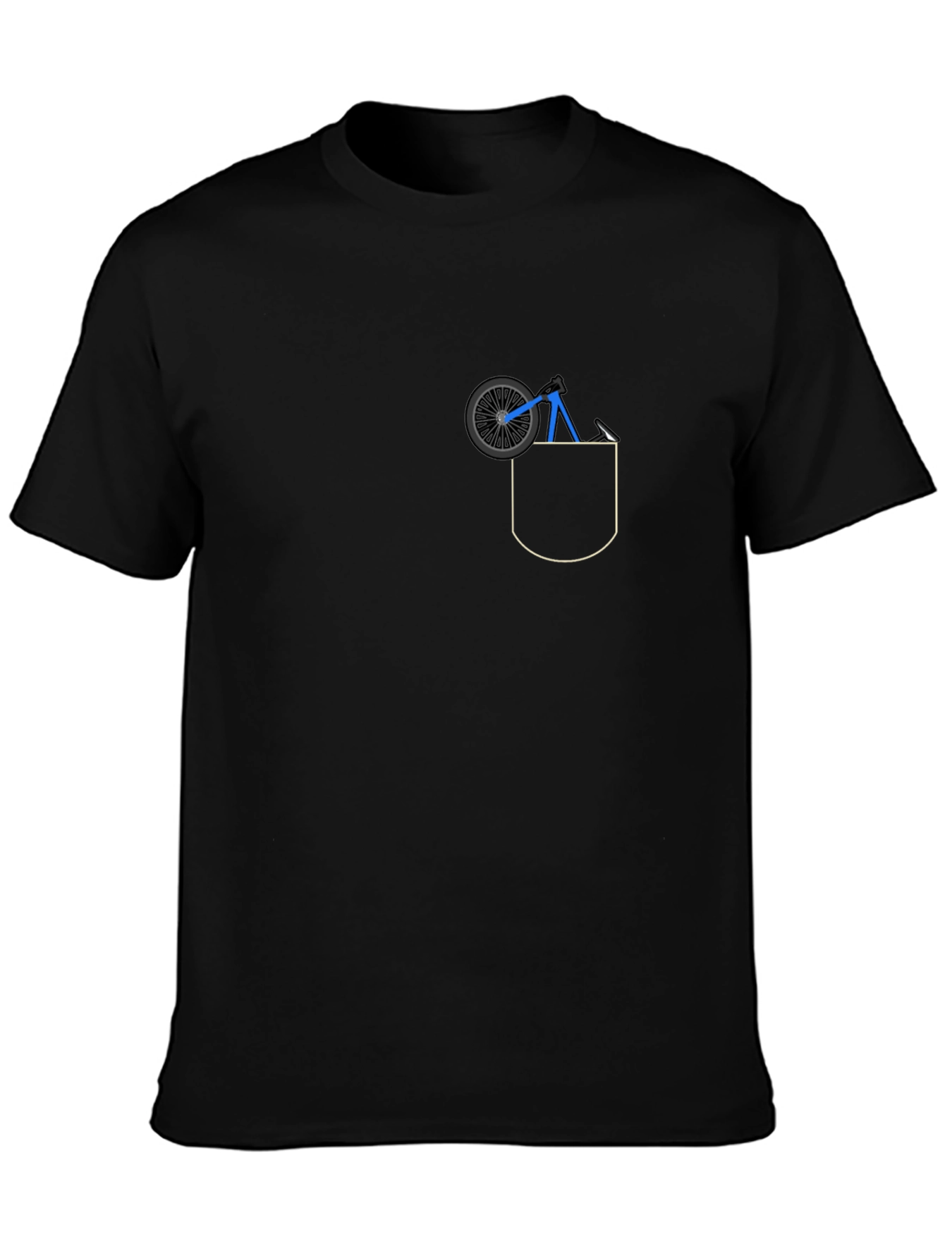 Black Pocket T-Shirt with Bicycle Design
