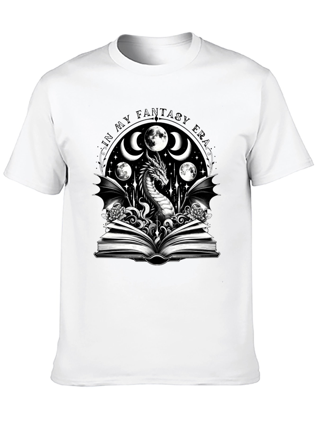 Fantasy Era Dragon Graphic Tee - Black Cotton Shirt