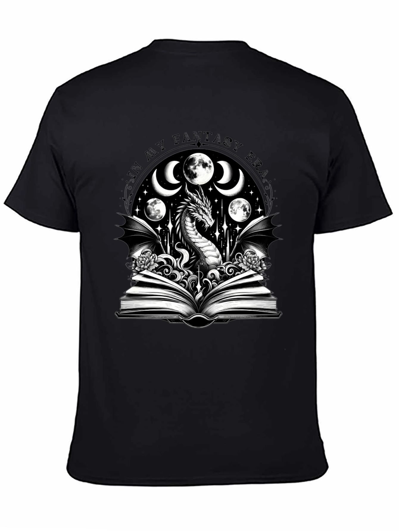 Fantasy Era Dragon Graphic Tee - Black Cotton Shirt