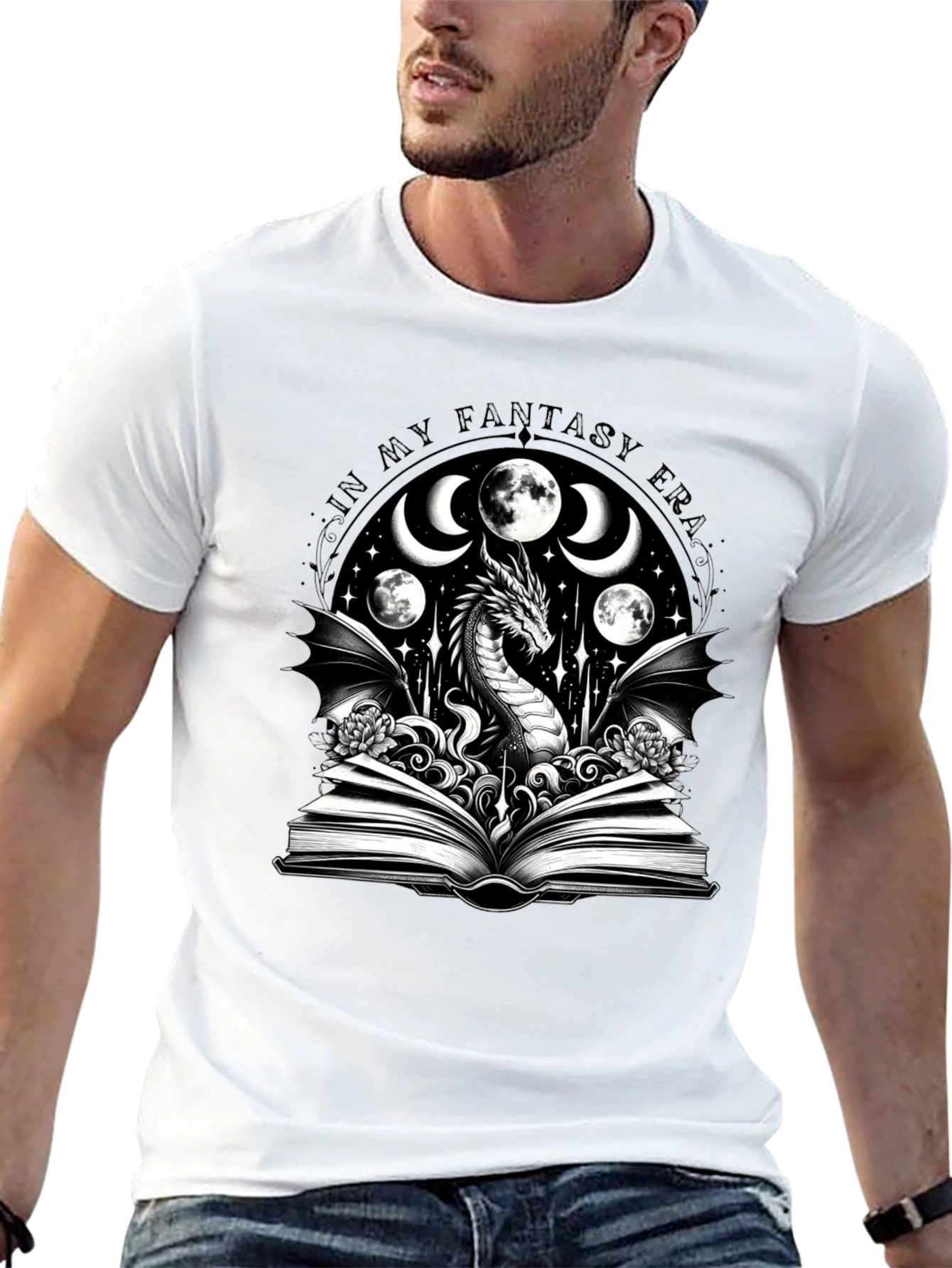 Fantasy Era Dragon Graphic Tee - Black Cotton Shirt