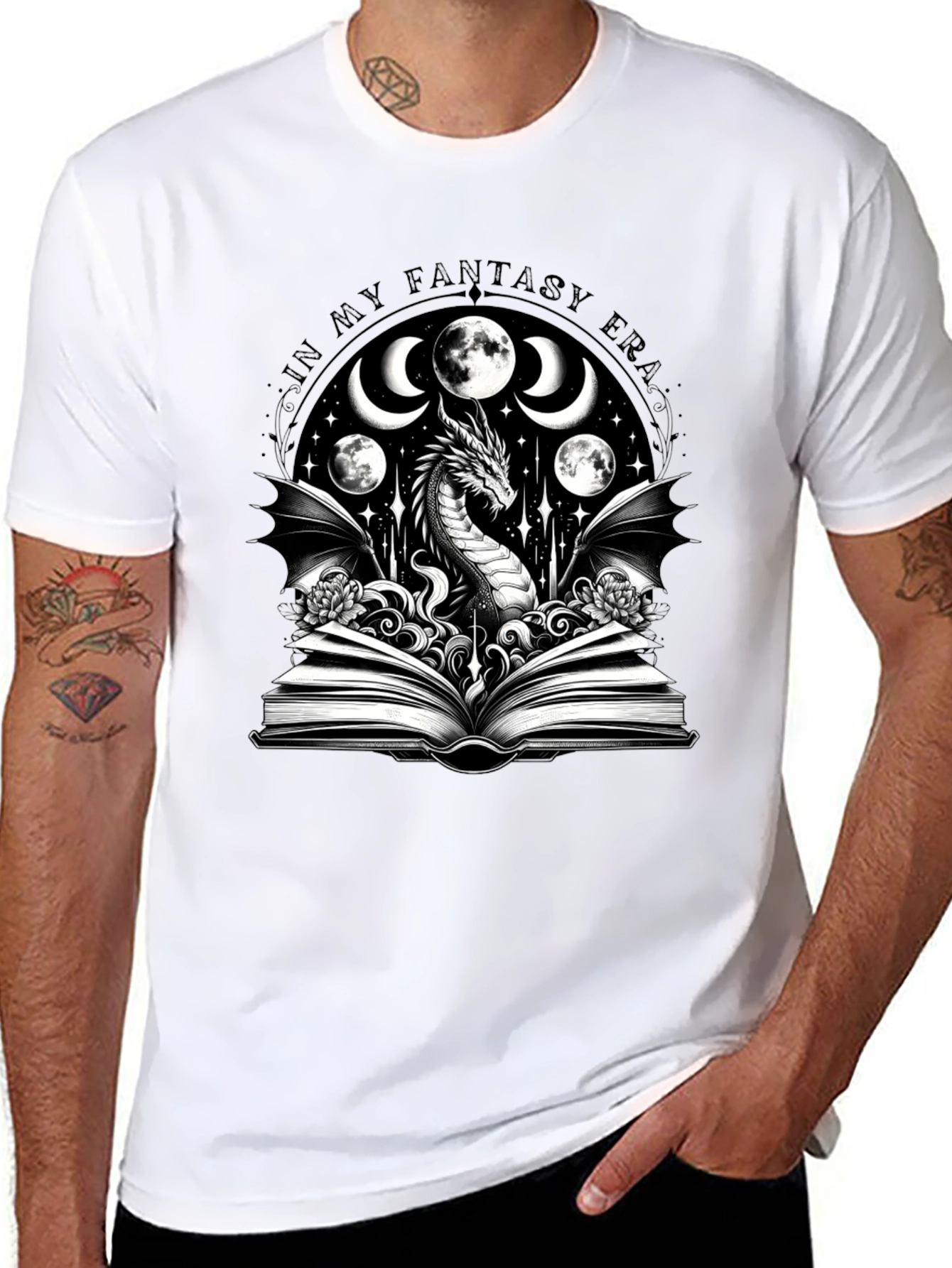 Fantasy Era Dragon Graphic Tee - Black Cotton Shirt