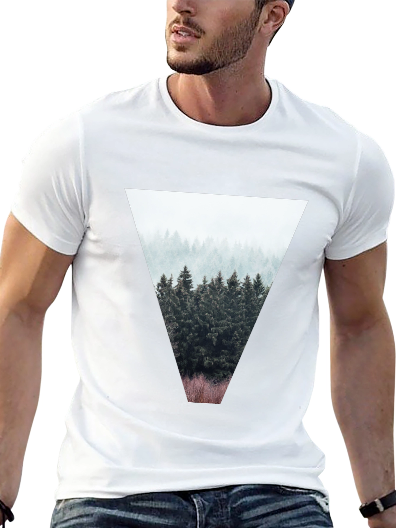 Nature Triangle Graphic T-Shirt - Black