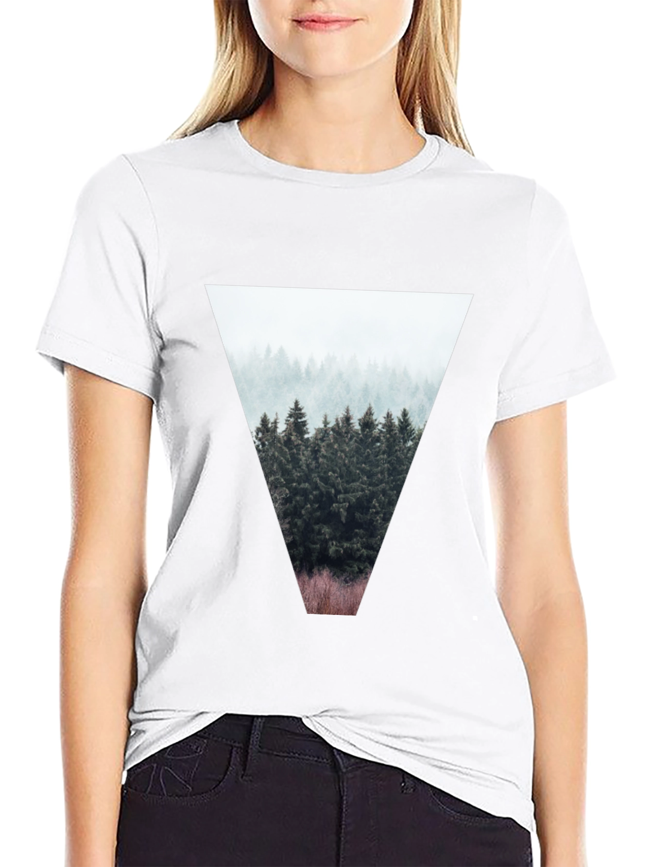 Nature Triangle Graphic T-Shirt - Black