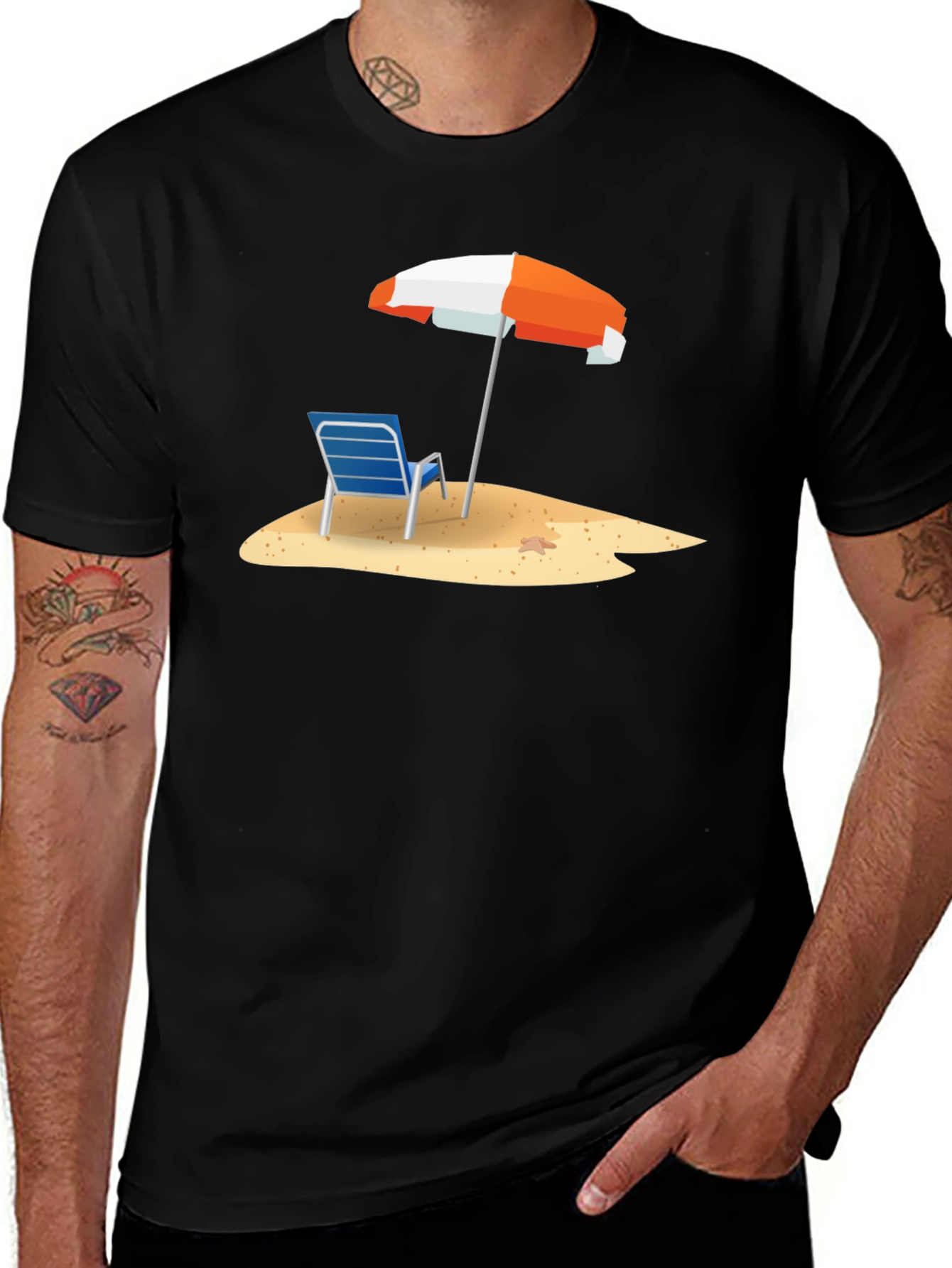 Beach Chair & Umbrella Graphic T-Shirt