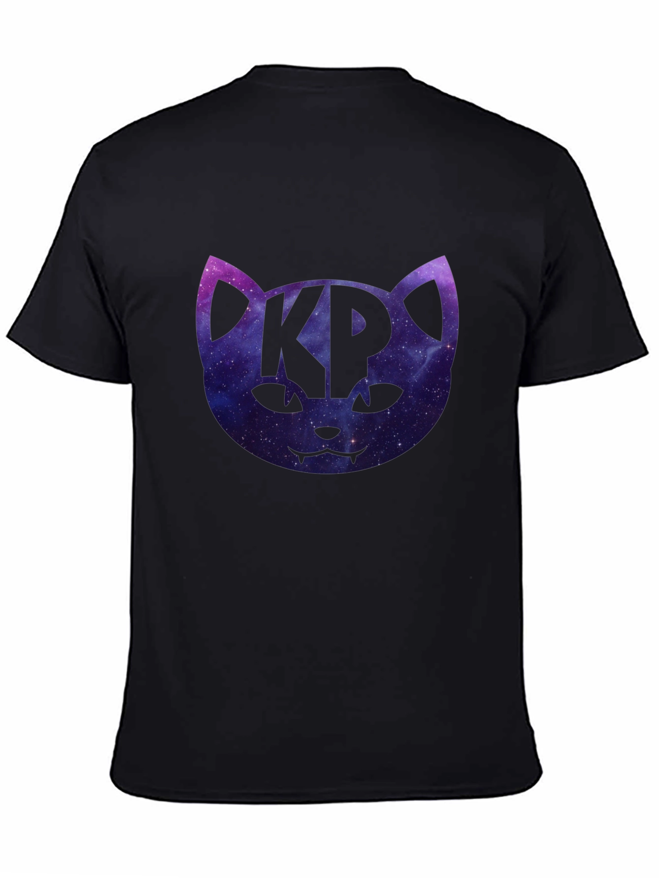 Cosmic Cat KP Black T-Shirt - Galaxy Kitty Design