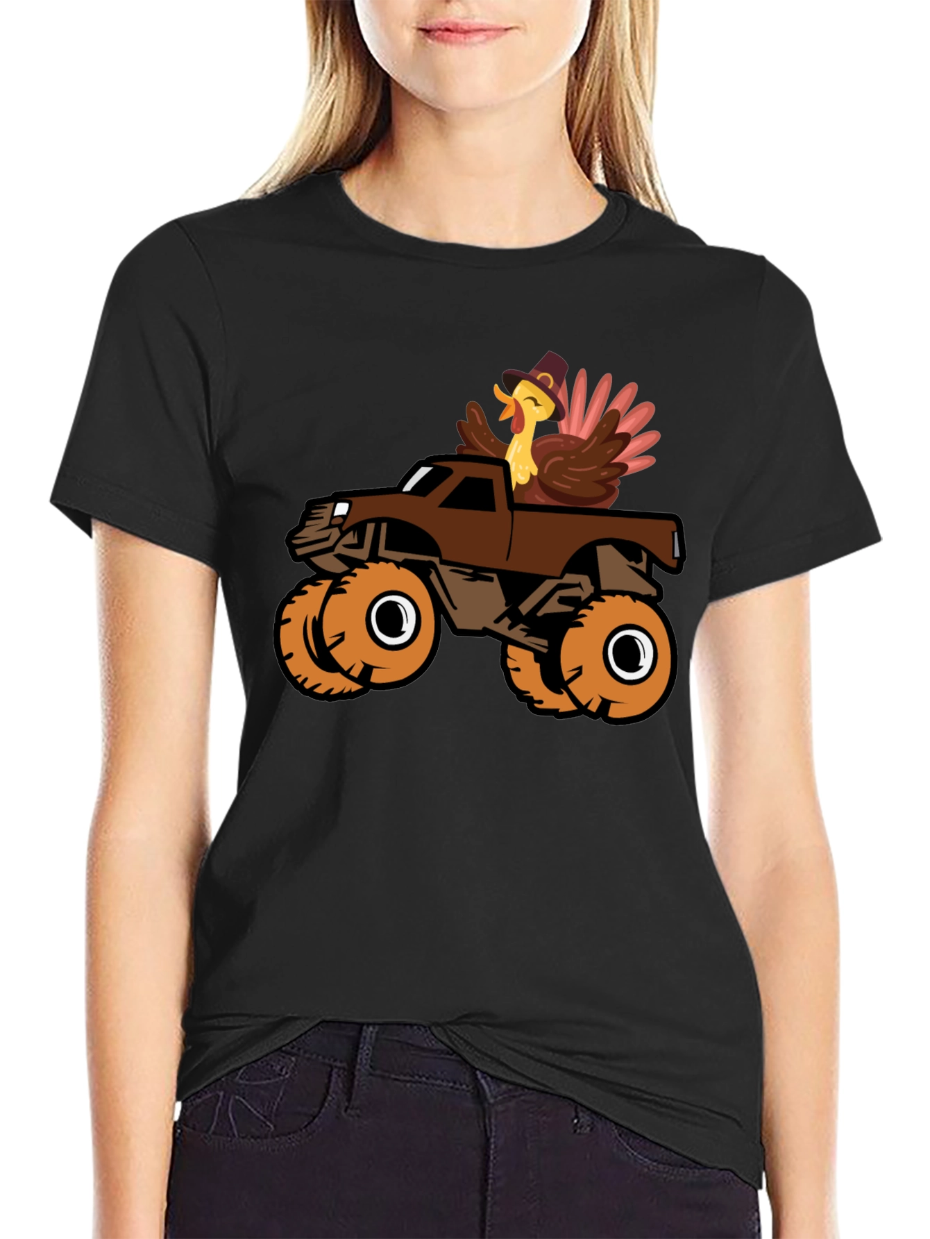 Turkey Monster Truck Black T-Shirt