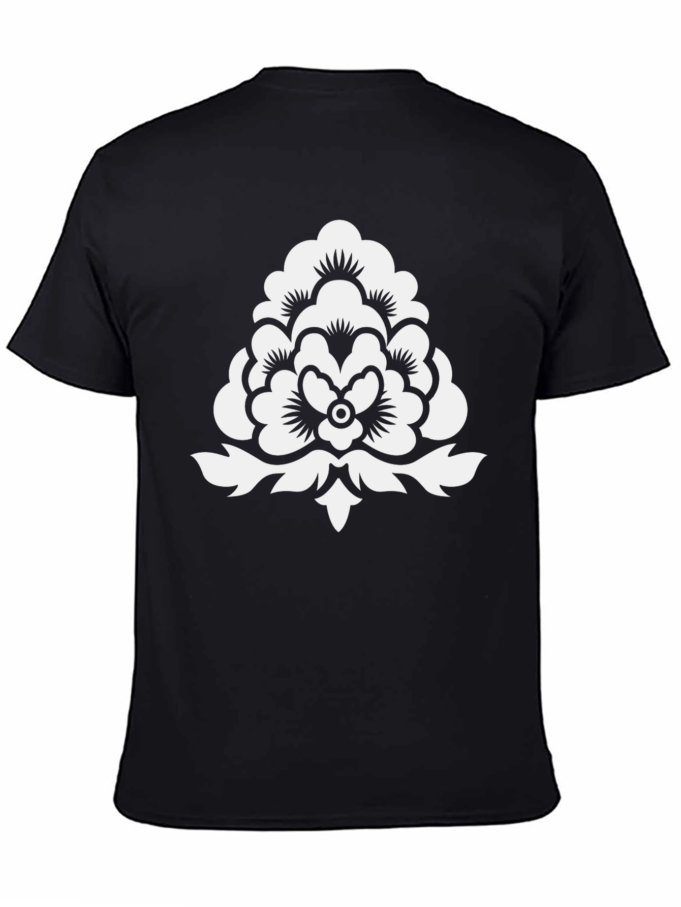 Stylish Black T-Shirt with White Floral Design