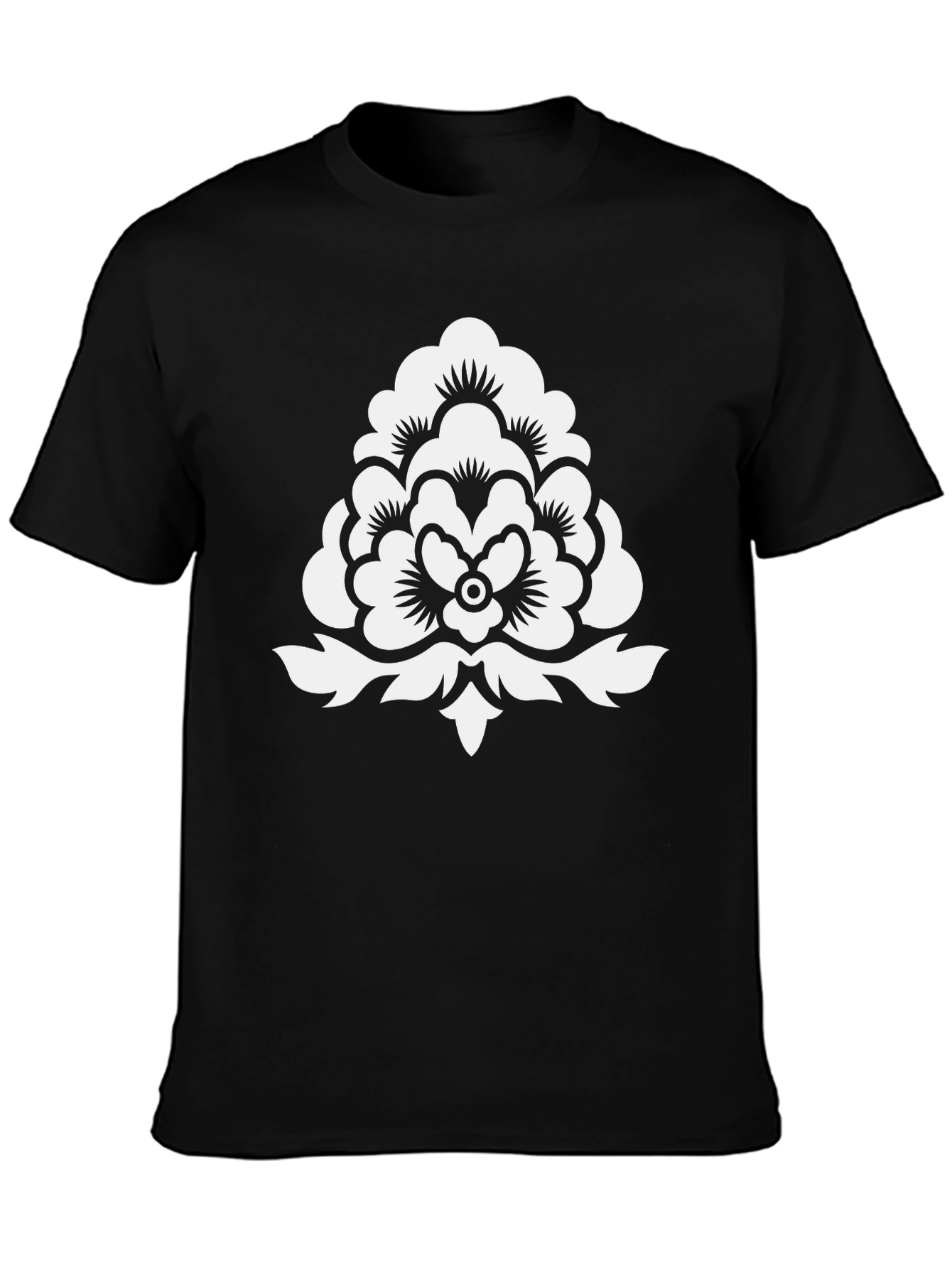 Stylish Black T-Shirt with White Floral Design