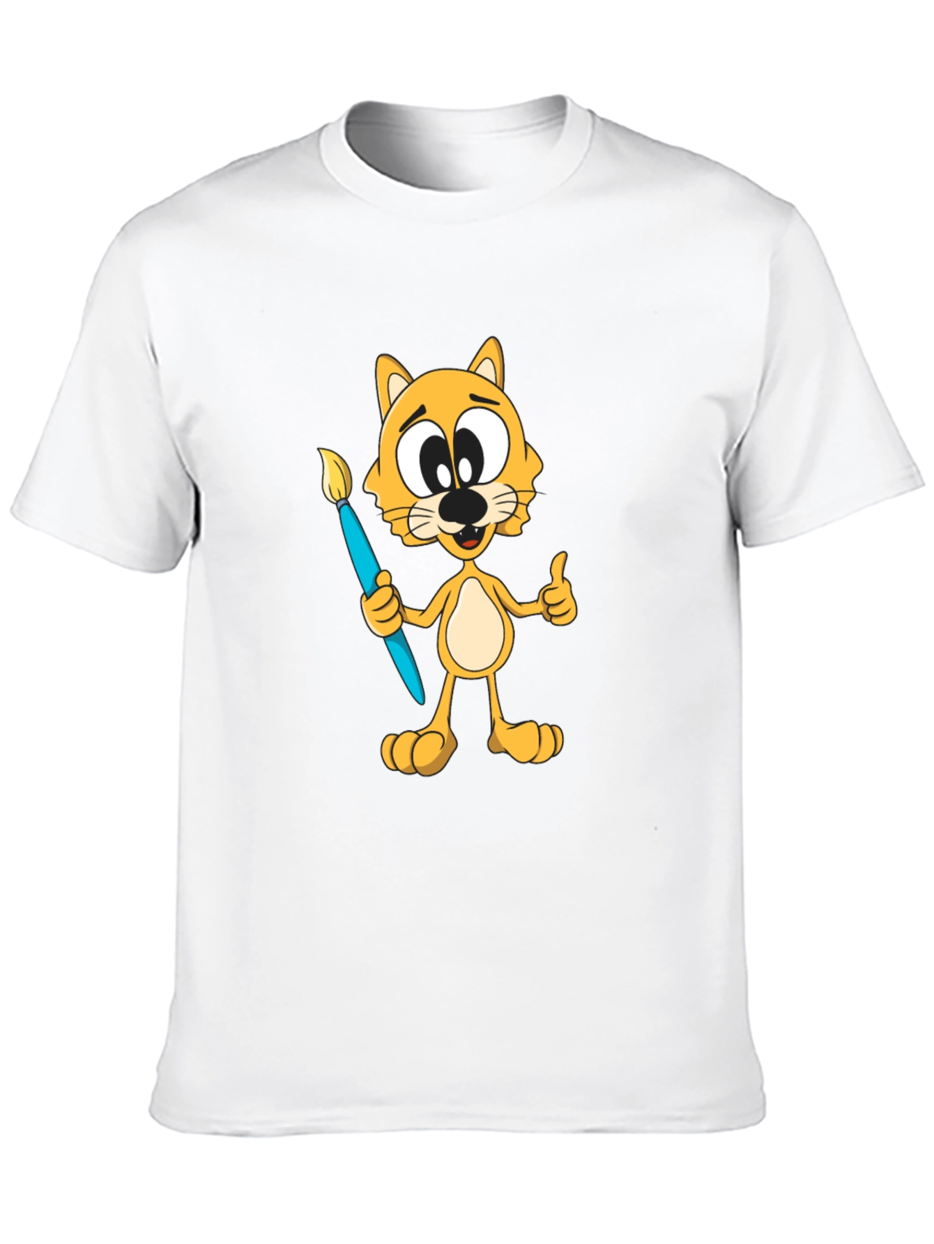 Cartoon Cat Artist Graphic T-Shirt