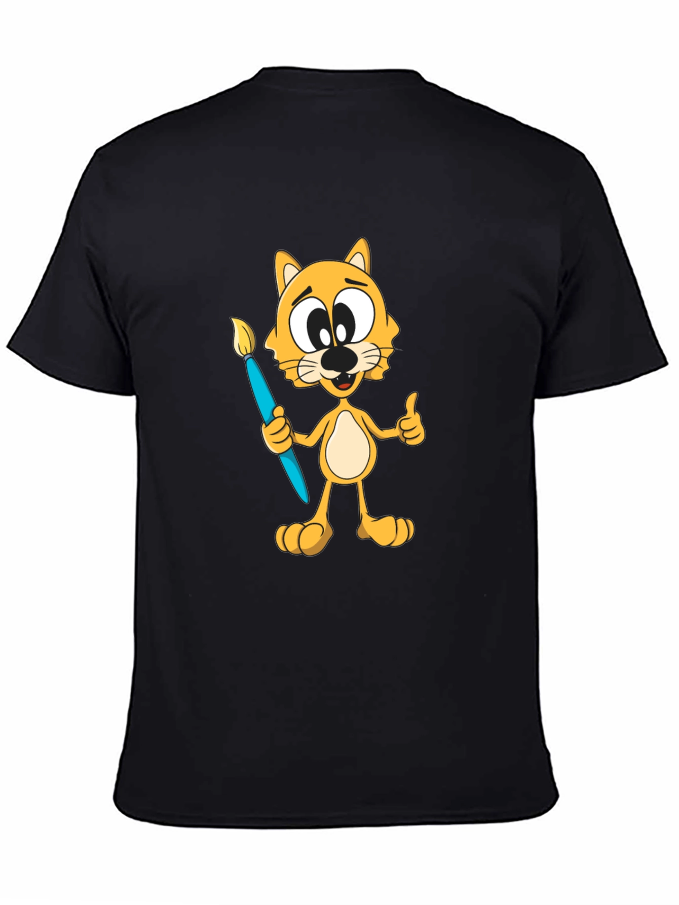 Cartoon Cat Artist Graphic T-Shirt