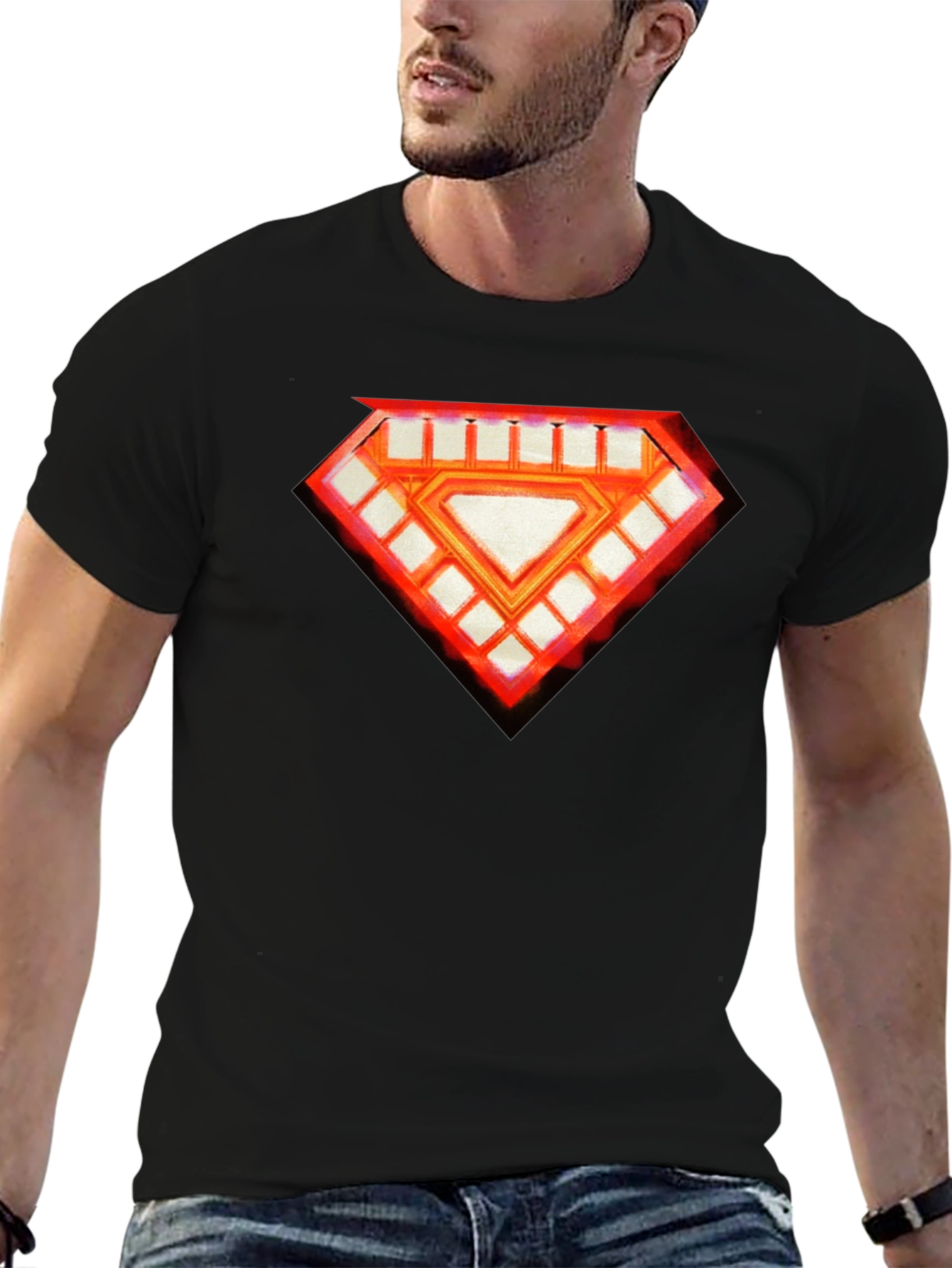 Mens Black T-Shirt - Diamond Graphic Tee