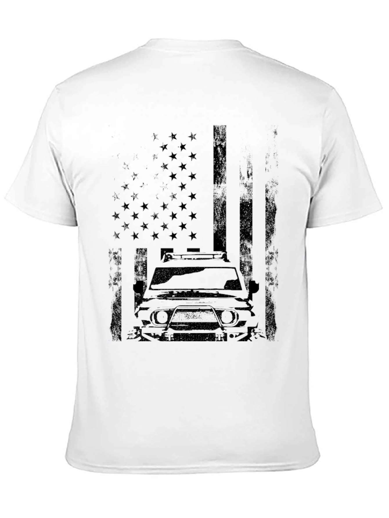 American Flag SUV Graphic Tee - Black Cotton Blend